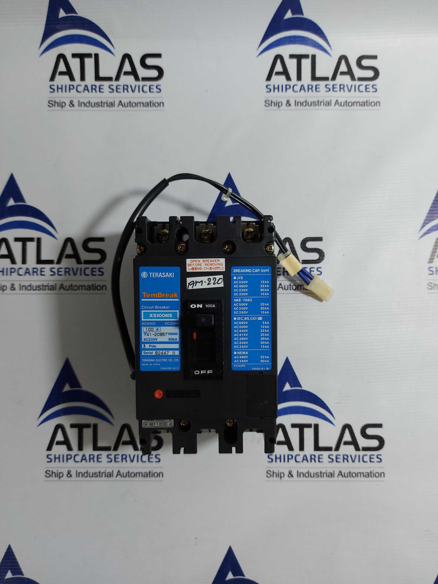 TERASAKI TEMBREAK XS100NS 100A CIRCUIT BREAKER 3 POLE