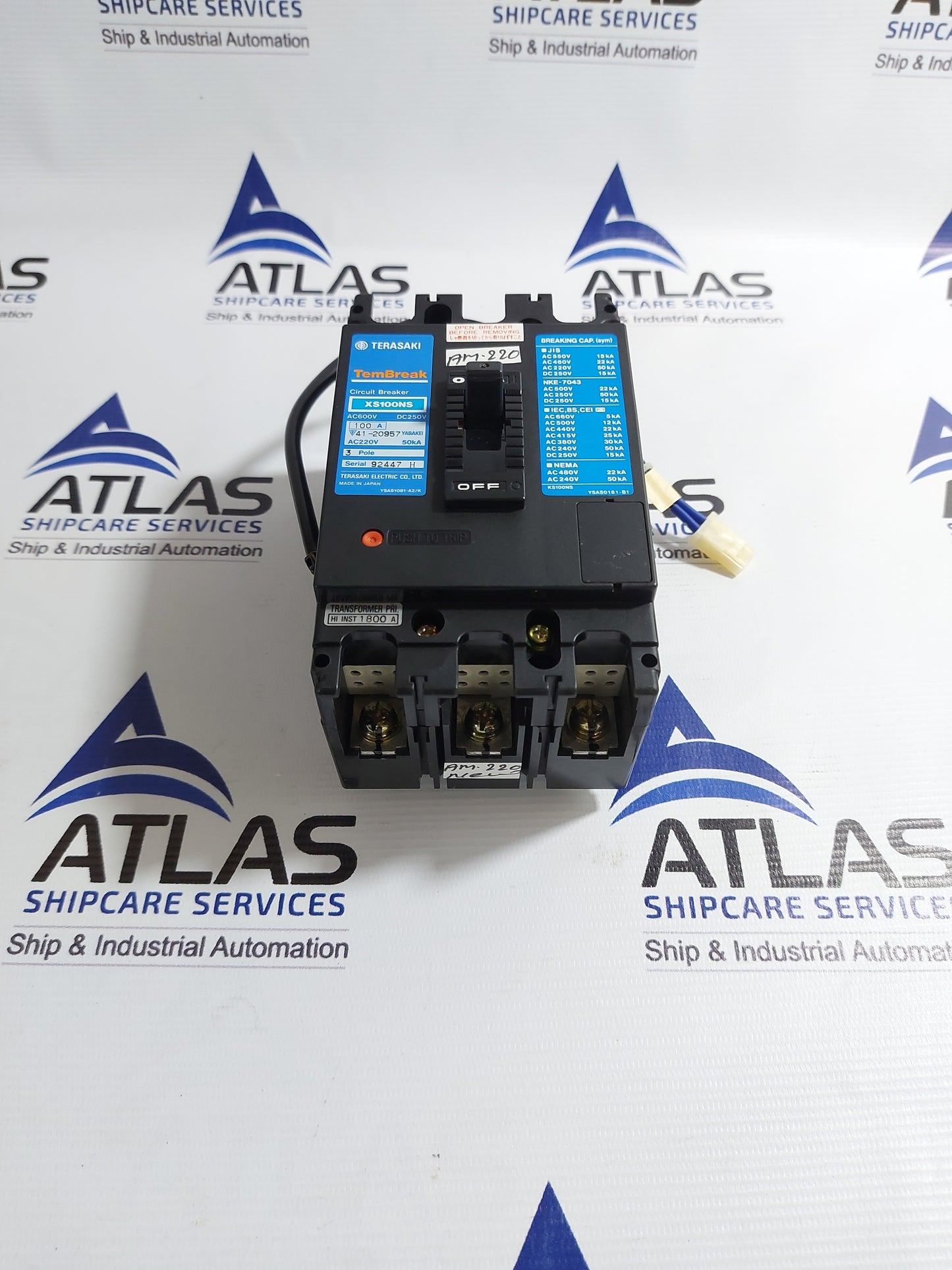 TERASAKI TEMBREAK XS100NS 100A CIRCUIT BREAKER 3 POLE