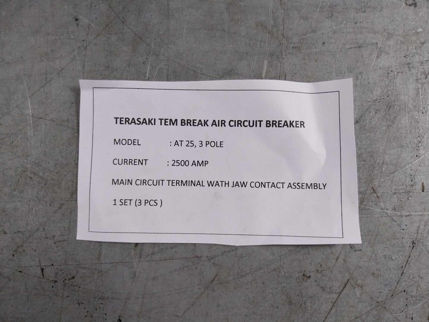 TERMINAL WITH JAW CONTACT ASSEMBLY FOR TERASAKI AT-25 ACB