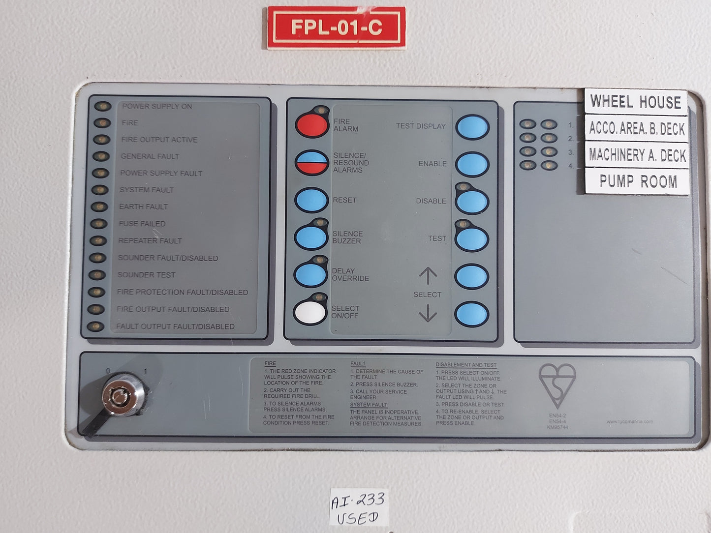 THORN SECURITY 508.023.003 FIRE ALARM SYSTEM CONTROL PANEL