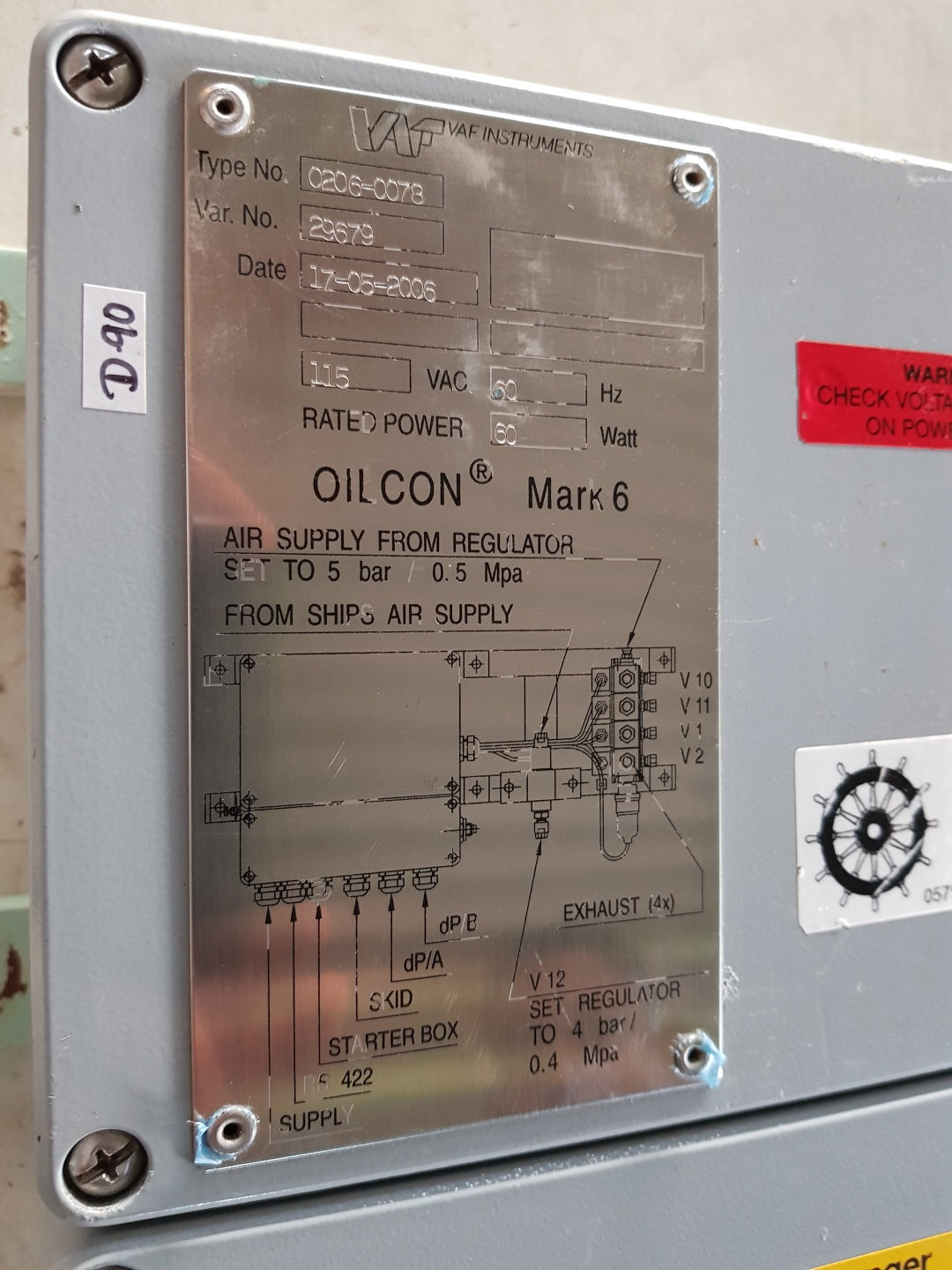 VAF INSTRUMENTS 0206-0078 OILCON MARK 6 ELECTRO PNEUMATIC UNIT