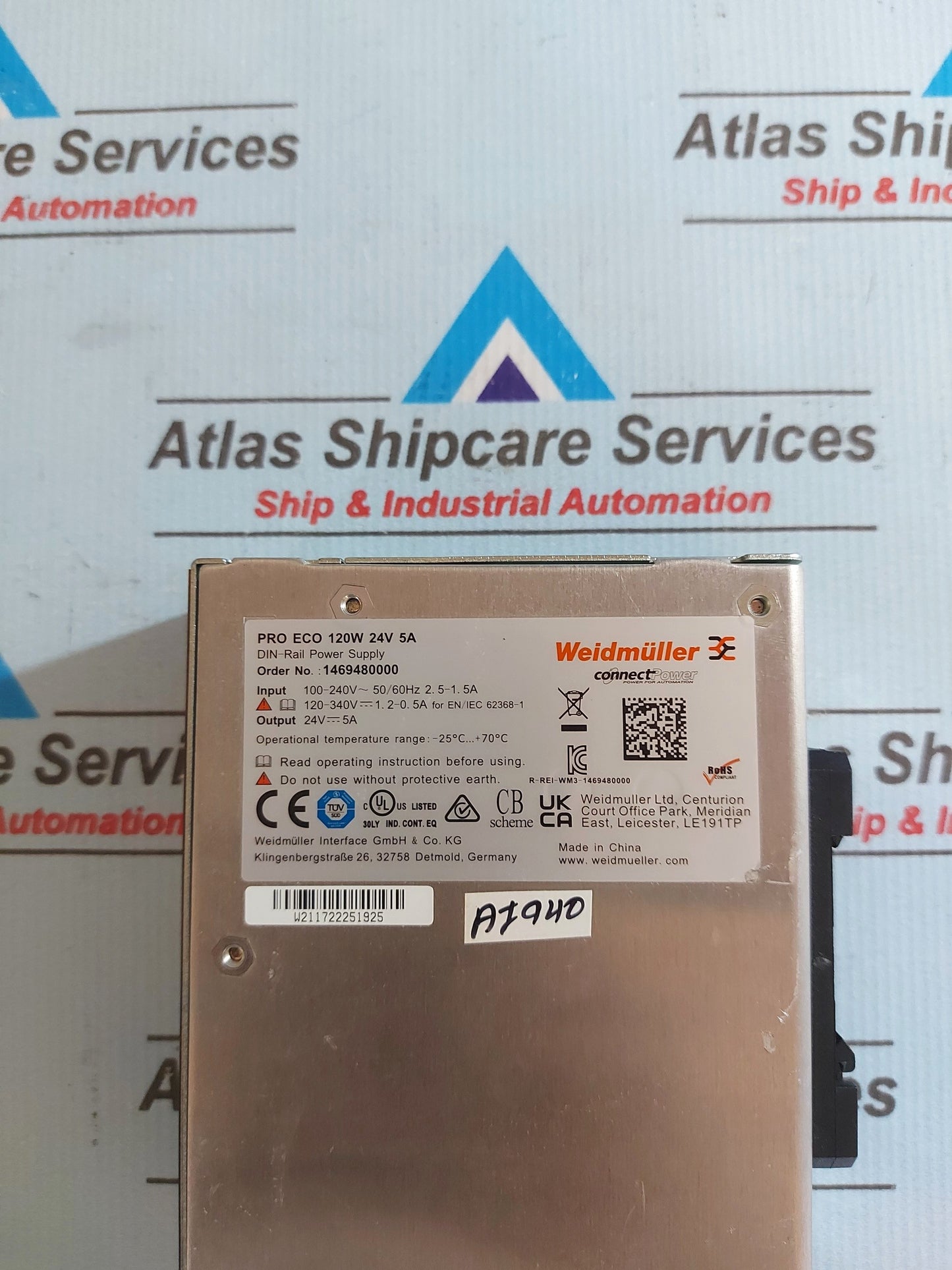 WEIDMULLER PRO ECO 120W 24V 5A DIN-RAIL POWER SUPPLY 1469480000