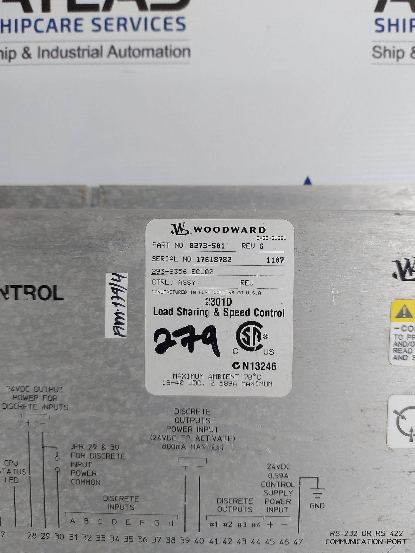 WOODWARD 2301D DIGITAL LOAD SHARING & SPEED CONTROL 8273-501 REV.G