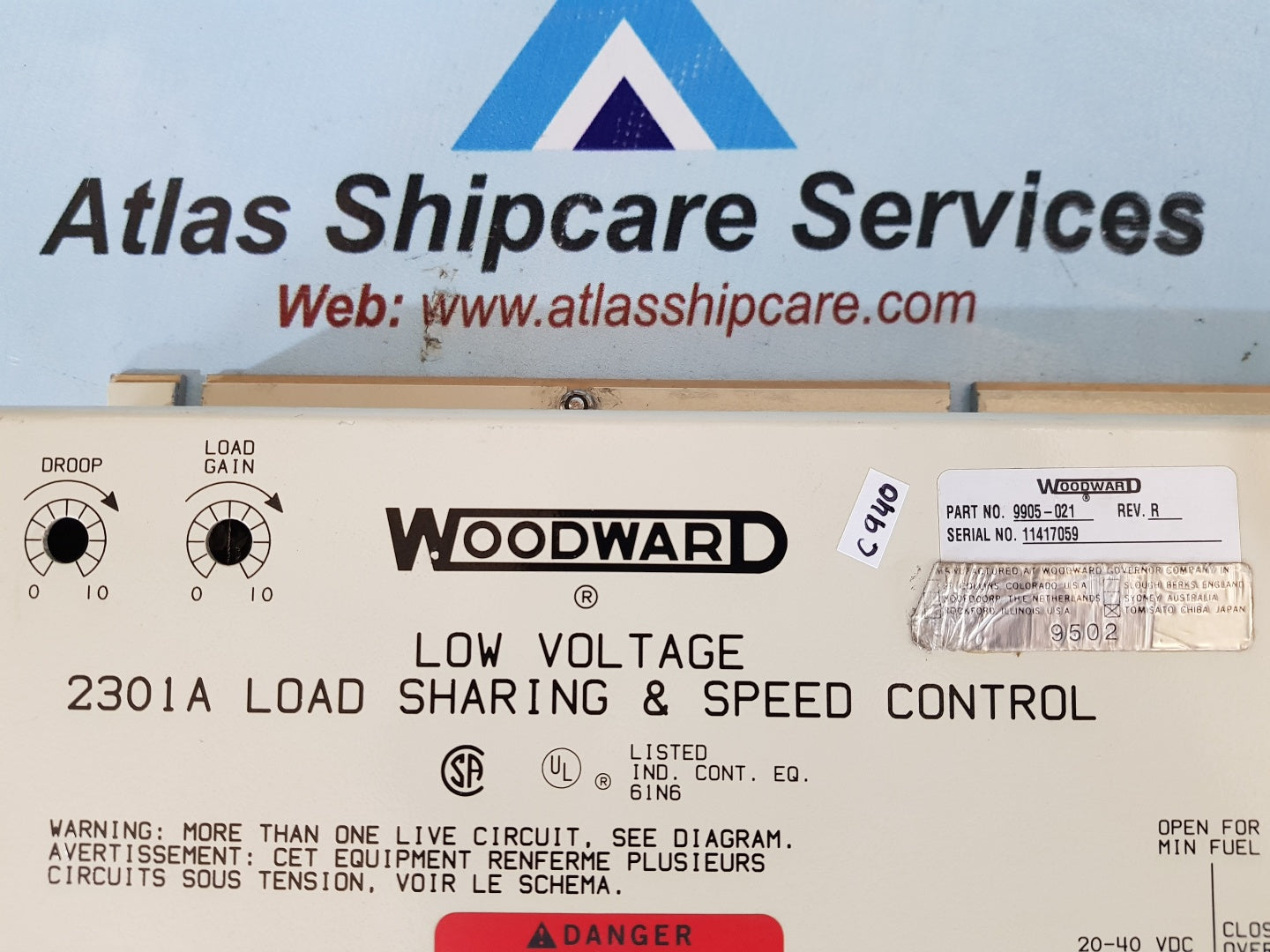 WOODWARD 9905-021 LOW VOLTAGE 2301A LOAD SHARING & SPEED CONTROL