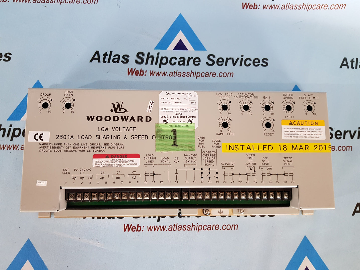 WOODWARD 9907-019 LOW VOLTAGE 2301A LOAD SHARING & SPEED CONTROL