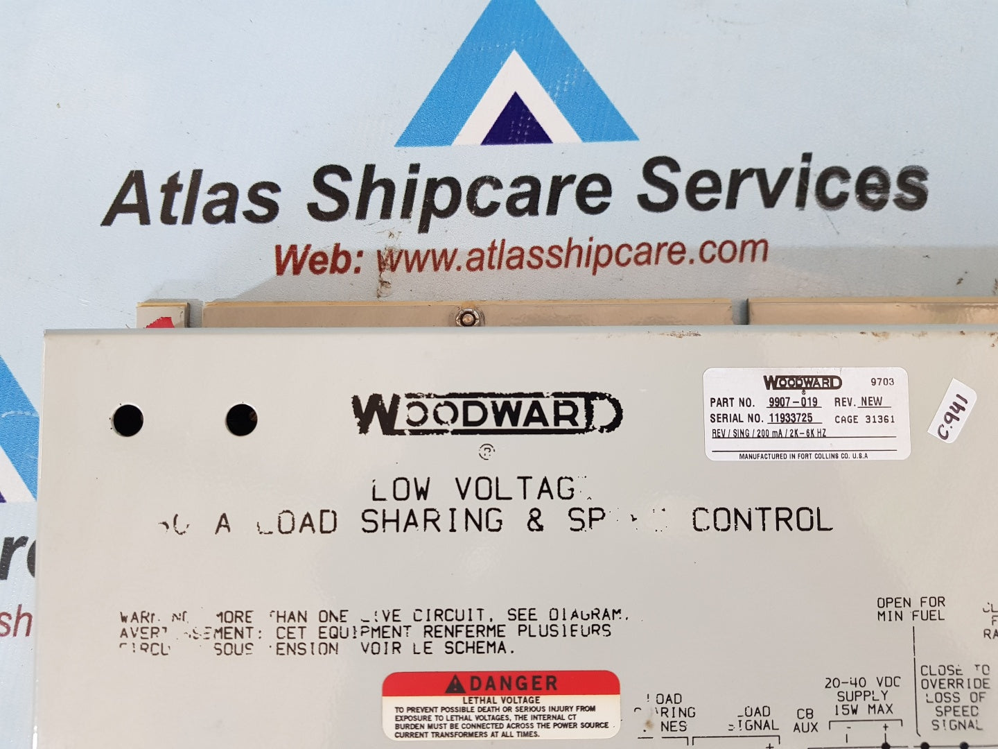 WOODWARD 9907-019 LOW VOLTAGE 2301A LOAD SHARING & SPEED CONTROL