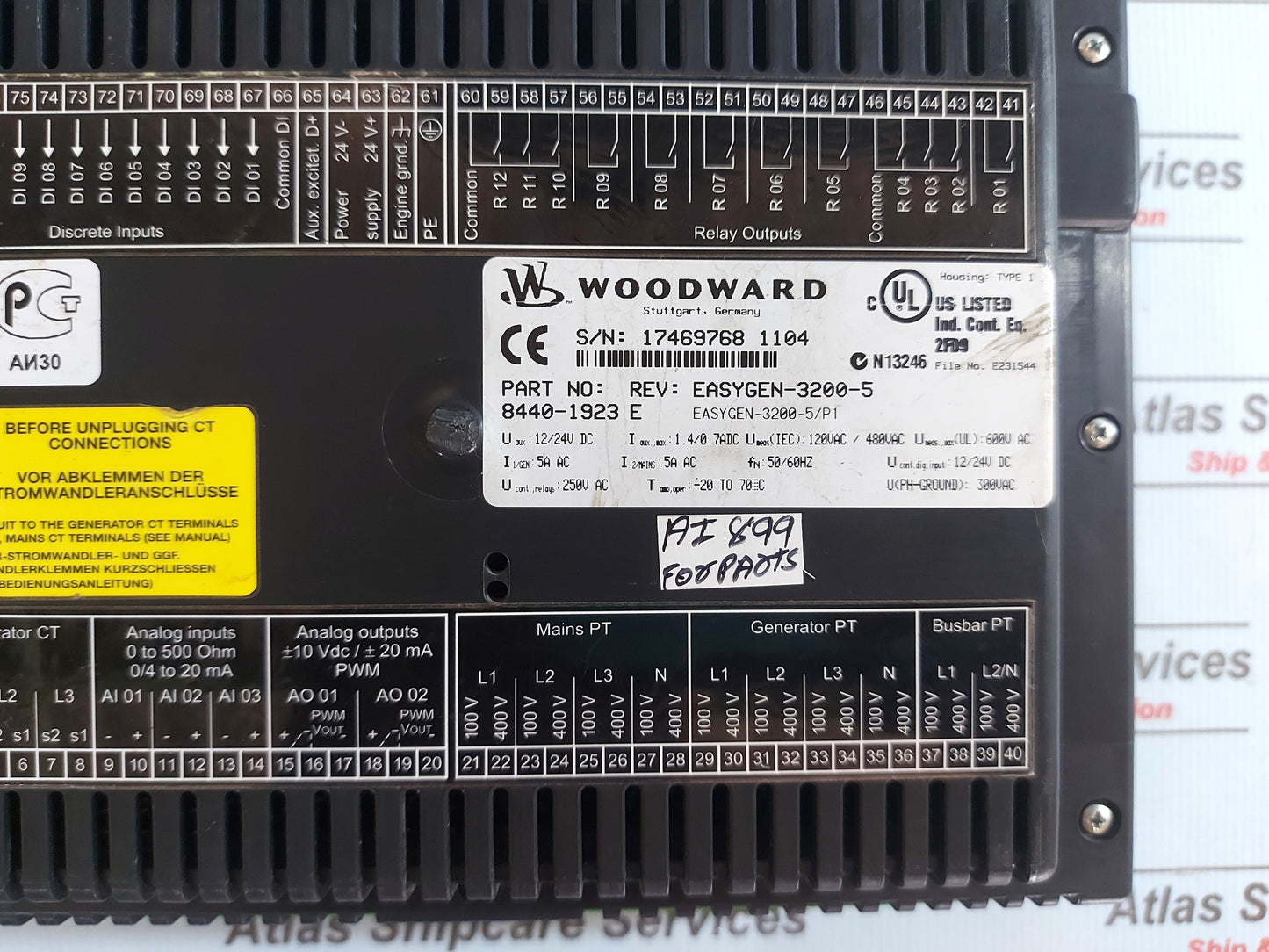 WOODWARD EASYGEN-3200-5 GENERATOR CONTROLLER 8440-1923 E