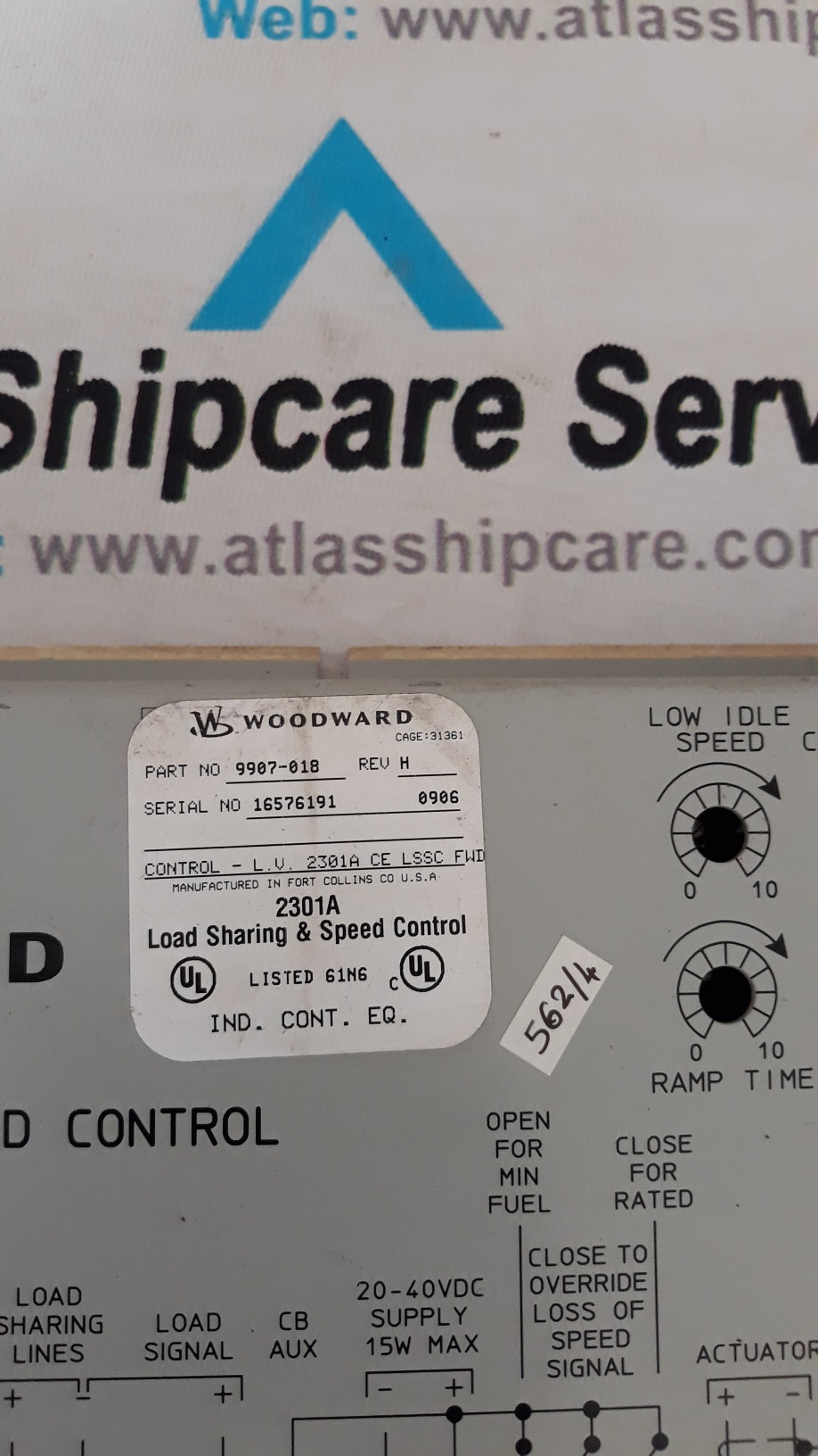 WOODWARD LOW VOLTAGE 2301 A LOAD SHARING & SPEED CONTROL PN 9907 018
