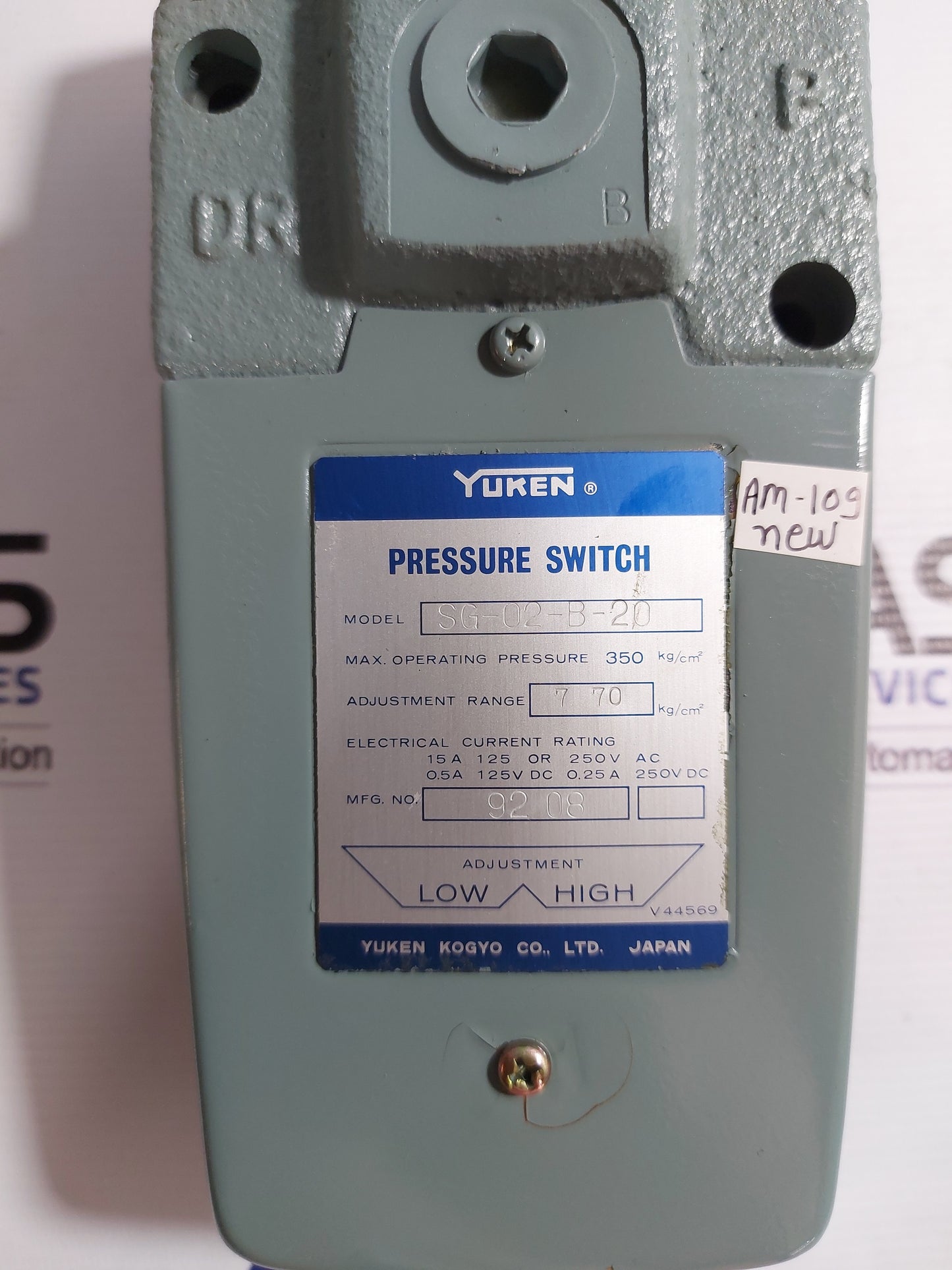 YUKEN KOGYO SG-02-B-20 PRESSURE SWITCH