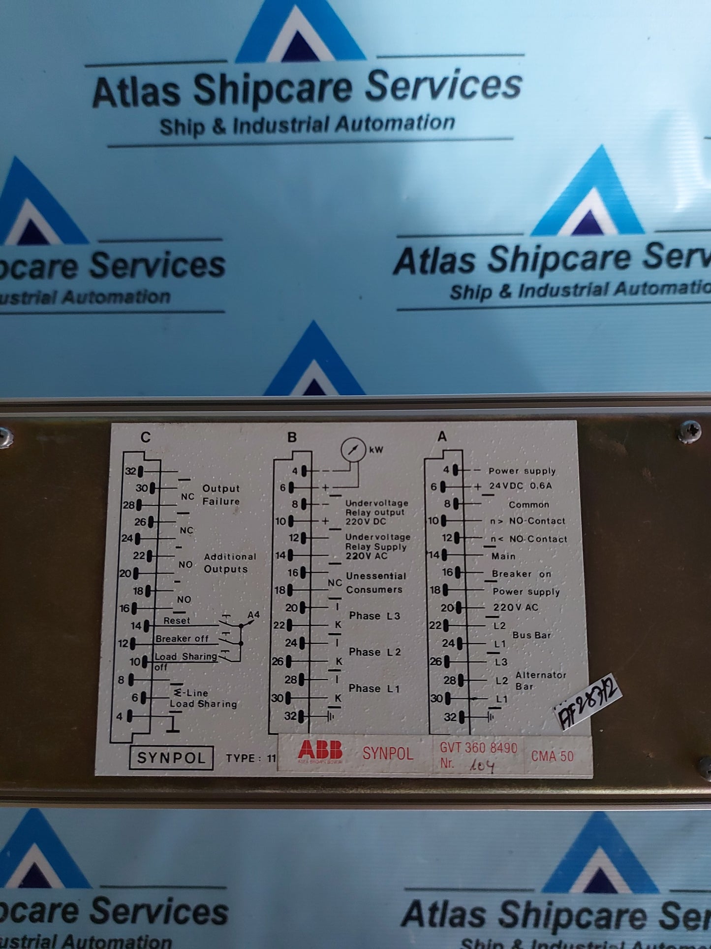 ABB CMA 50 SYNPOL GVT 360 8490 CONTROL PANEL