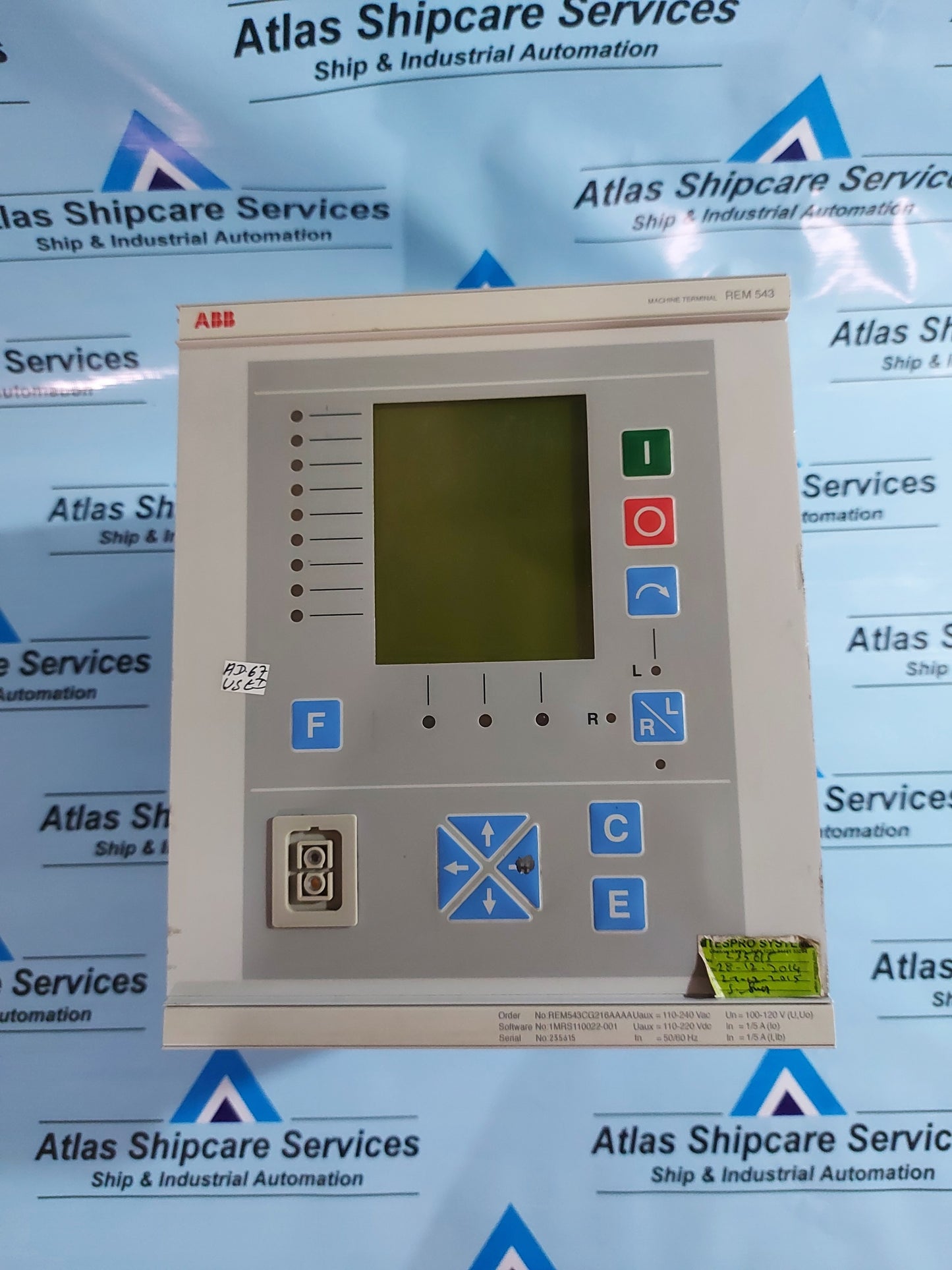 ABB REM543CG216AAAA MACHINE PROTECTION TERMINAL