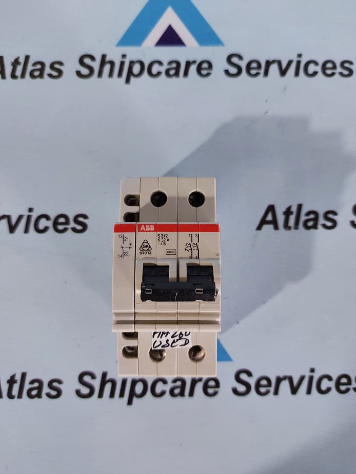 ABB S 272 K32A CIRCUIT BREAKER 230/400 2 POLE 32 AMPS