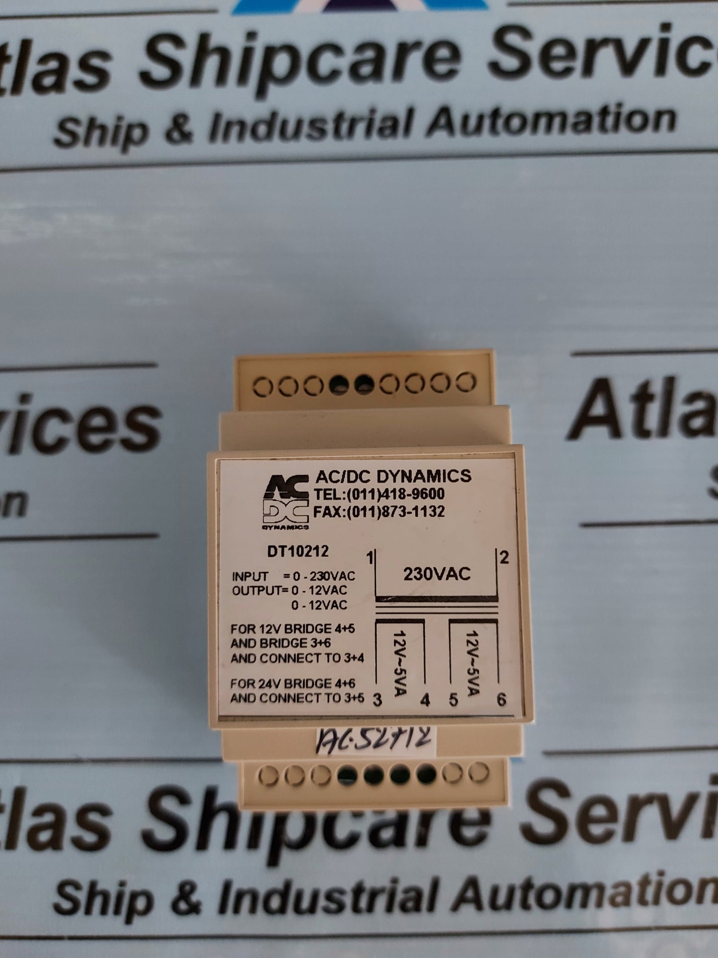 AC/DC DYNAMICS DT10212 DIN TRANSFORMER