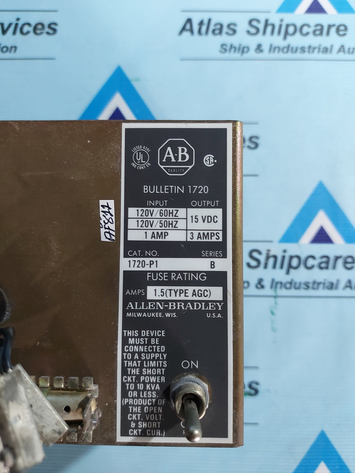 ALLEN-BRADLEY 1720-P1 POWER SUPPLY 120VAC/15VDC