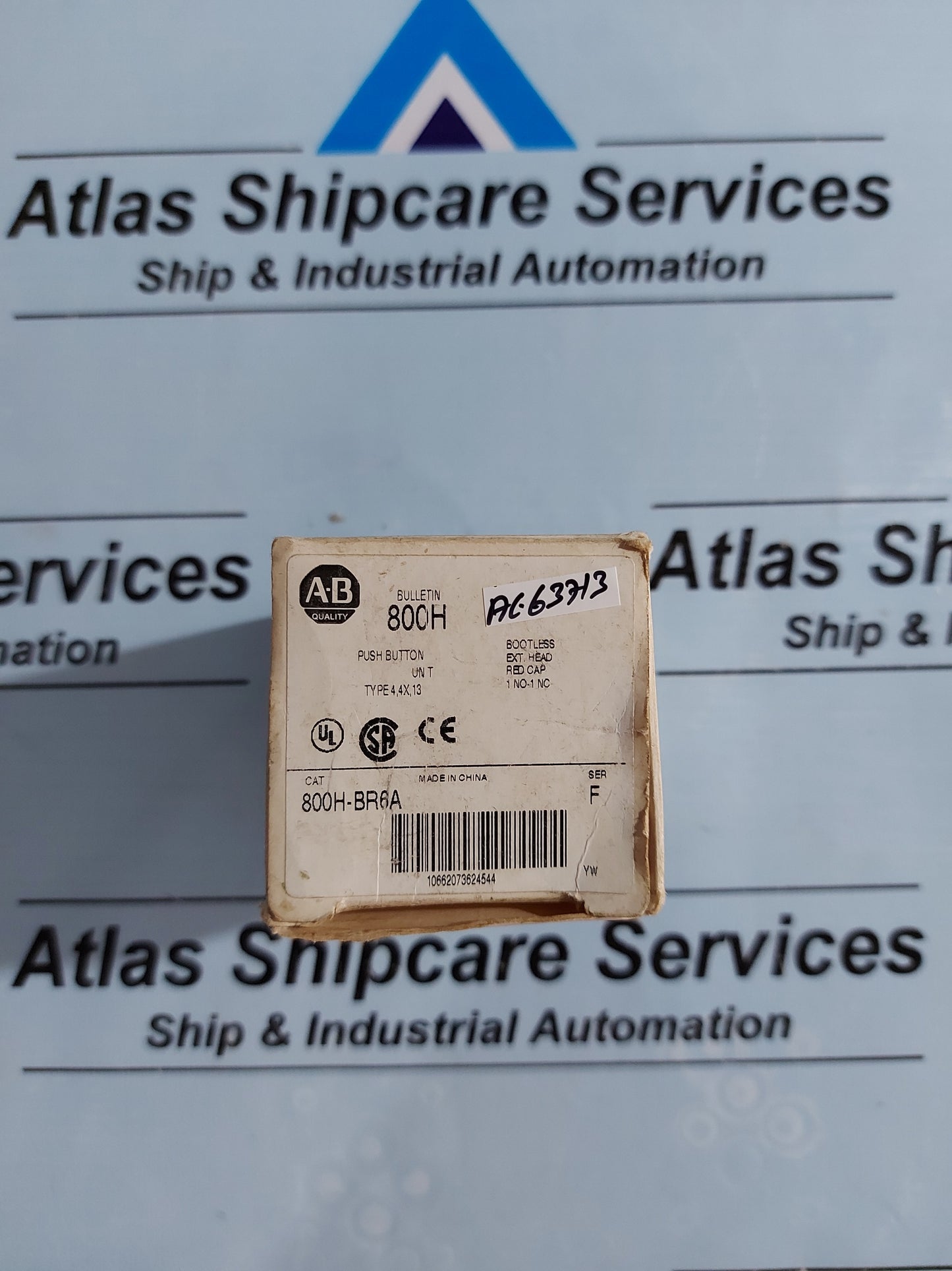 ALLEN BRADLEY 800H-BR6A PUSH BUTTON RED EXTENDED HEAD MOMENTARY 1 NO-1 NC SER.F