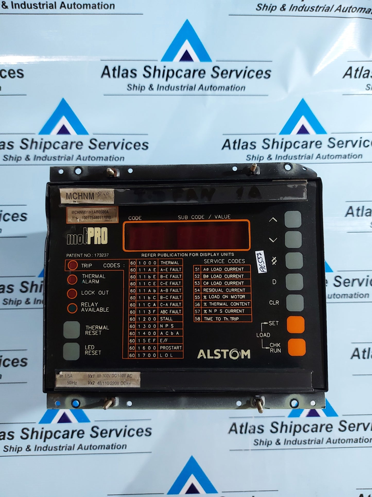 ALSTOM MOTPRO MCHNM PROTECTION RELAY MCHNM01H1AB0500A