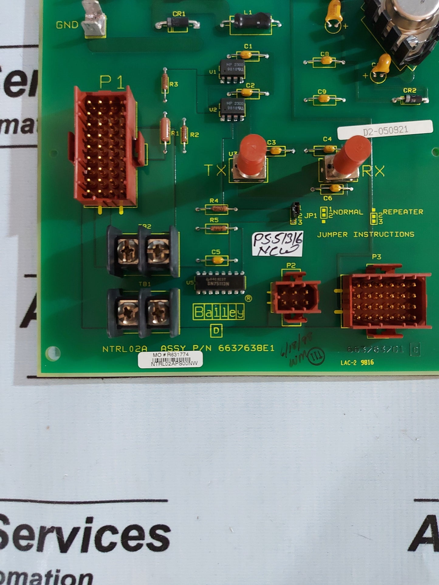 BAILEY NTRL02A FIBER OPTIC REMOTE I/O TERMINATION UNIT