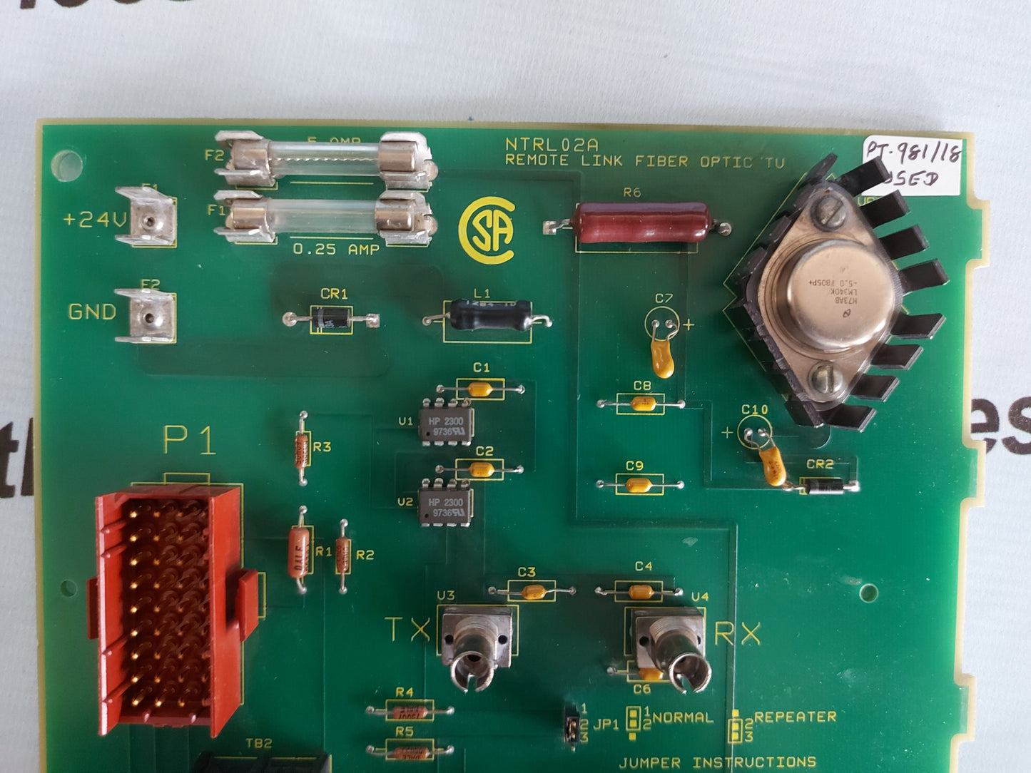 BAILEY NTRL02A FIBEROPTIC REMOTE LINK TERMINATION PCB CIRCUIT BOARD