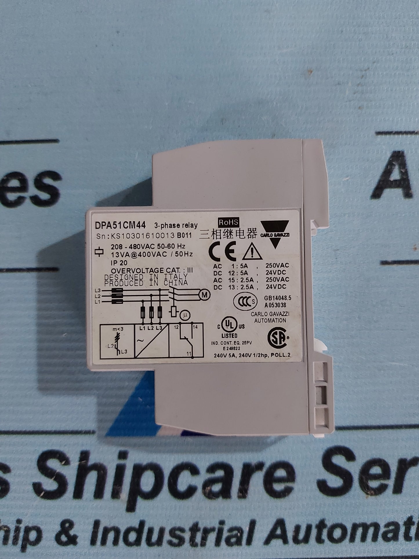 CARLO GAVAZZI DPA51CM44 3-PHASE MONITORING RELAY