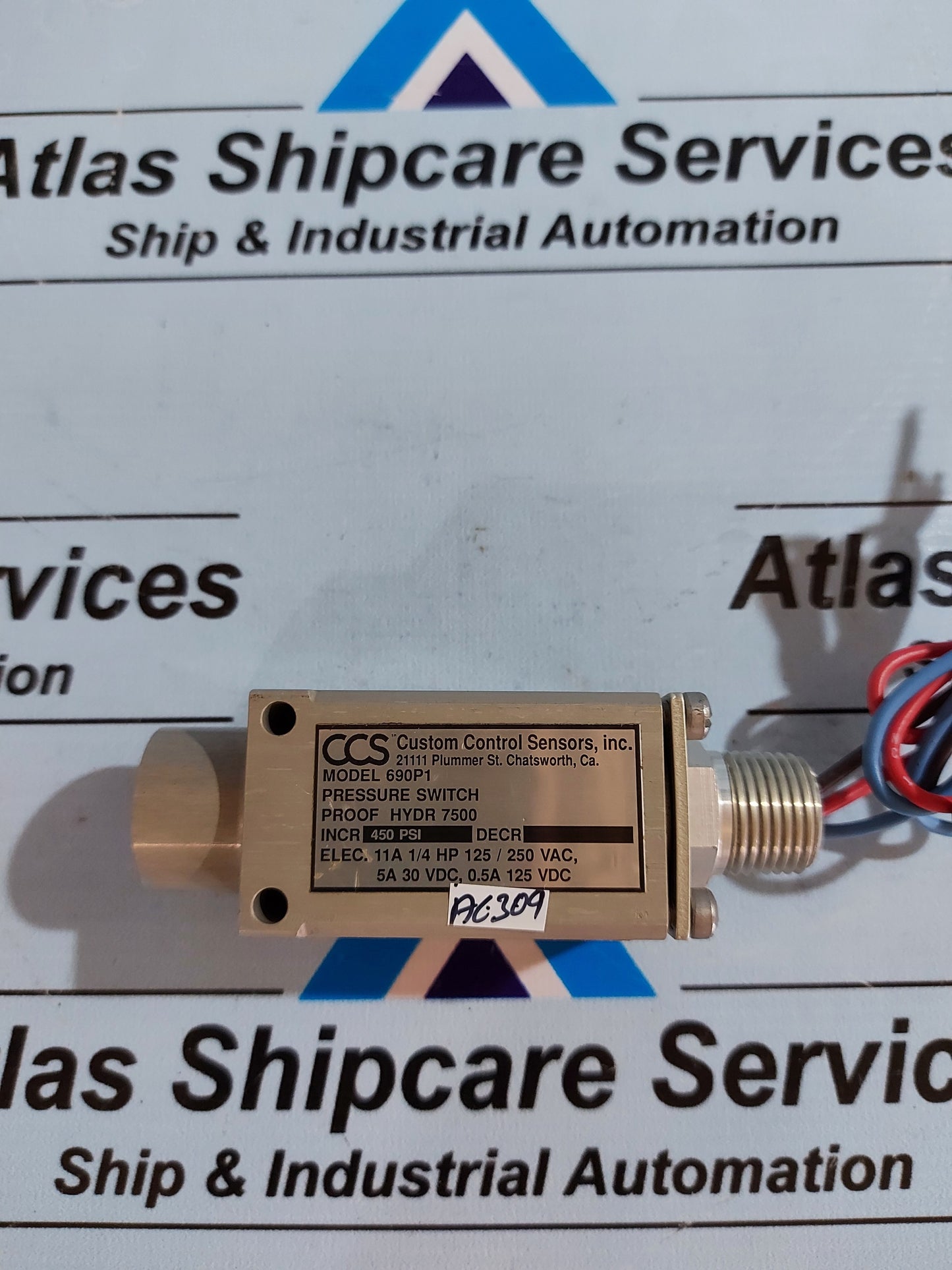 CCS 690P1 CUSTOM CONTROL SENSORS PRESSURE SWITCH 450 PSI