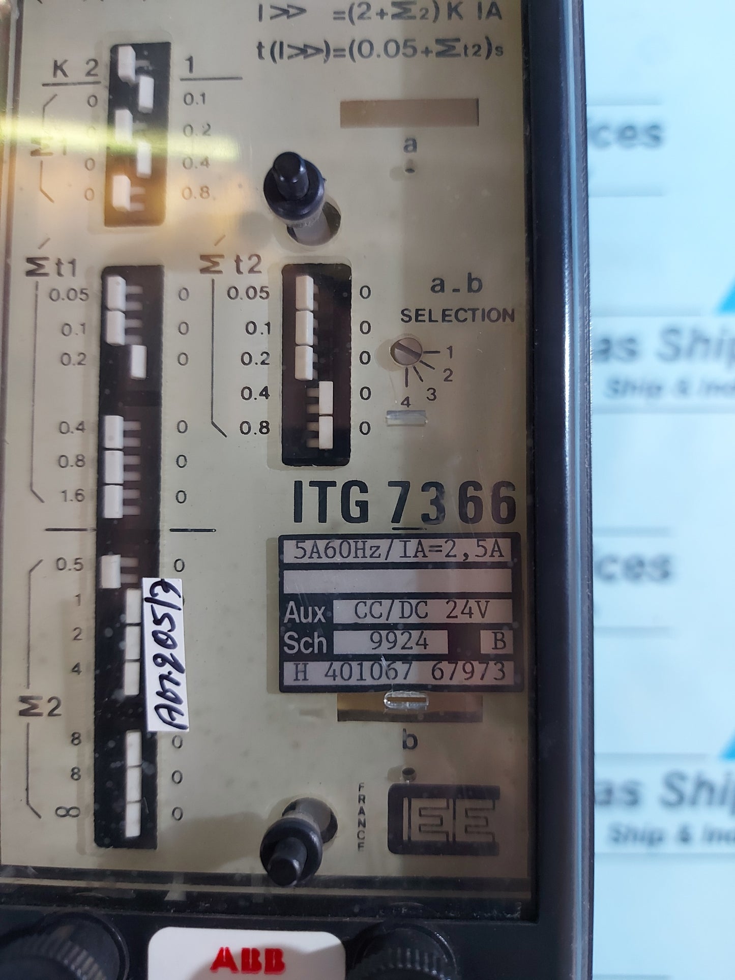 CEE ITG 7366  INVERSE TIME OVERCURRENT RELAY 5A 60Hz AG205