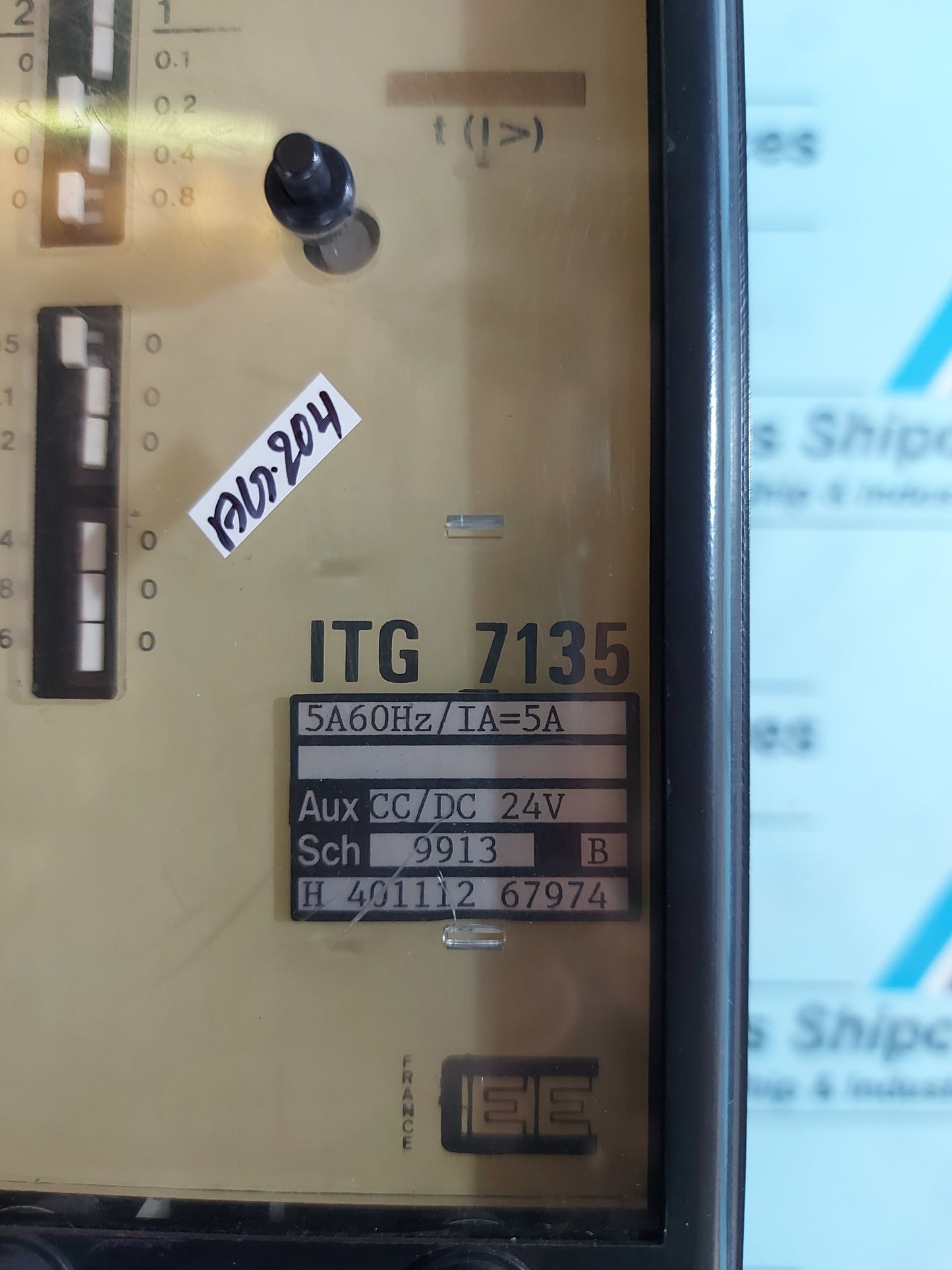 CEE ITG 7135 PROTECTION RELAY 5A 60Hz AG204