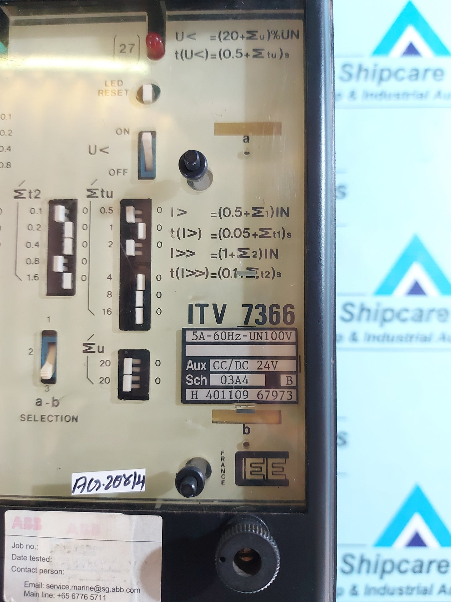 CEE ITV 7366 THREE POLE OVER CURRENT RELAY 5A-60Hz Un 100V AG208