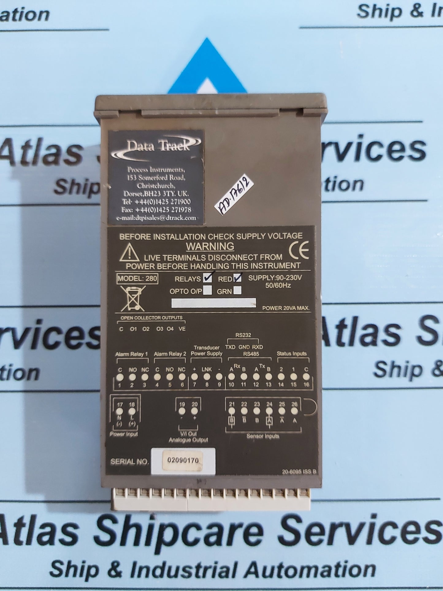 DATA TRACK PROCESS INSTRUMENTS TRACKER 200 MODEL 280