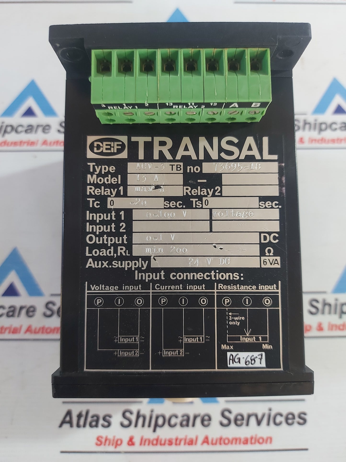 DEIF TRANSAL ACV-3 TB PROTECTION RELAY AND CONTROLLER 73695-18 13 A AG687