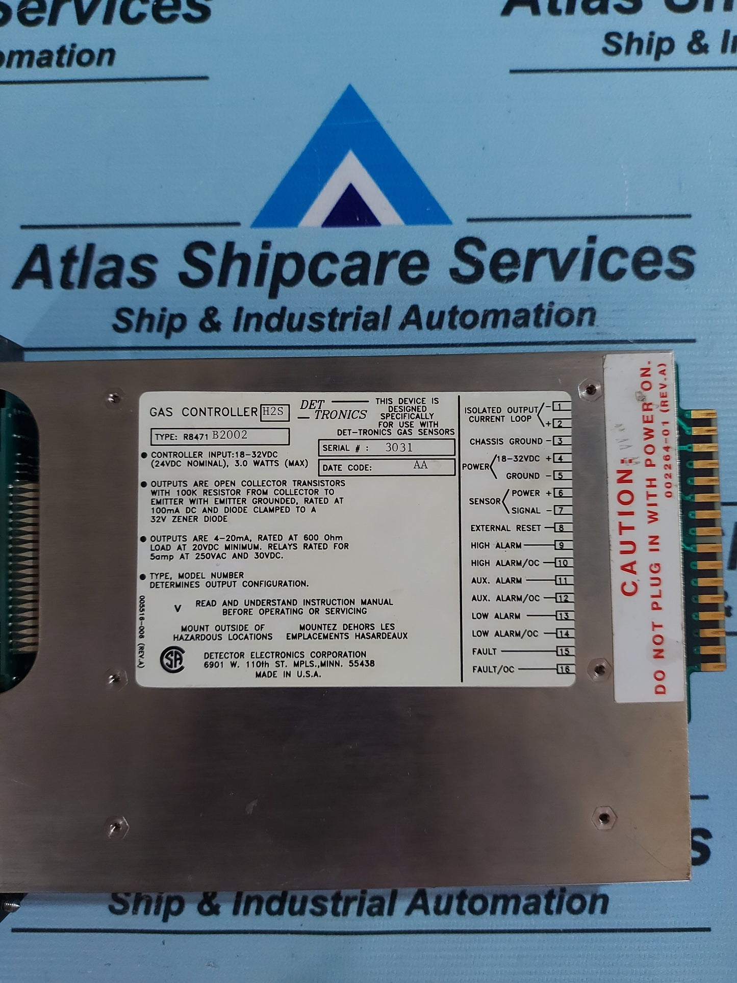 DET-TRONICS R8471 B2002 GAS CONTROLLER H2S
