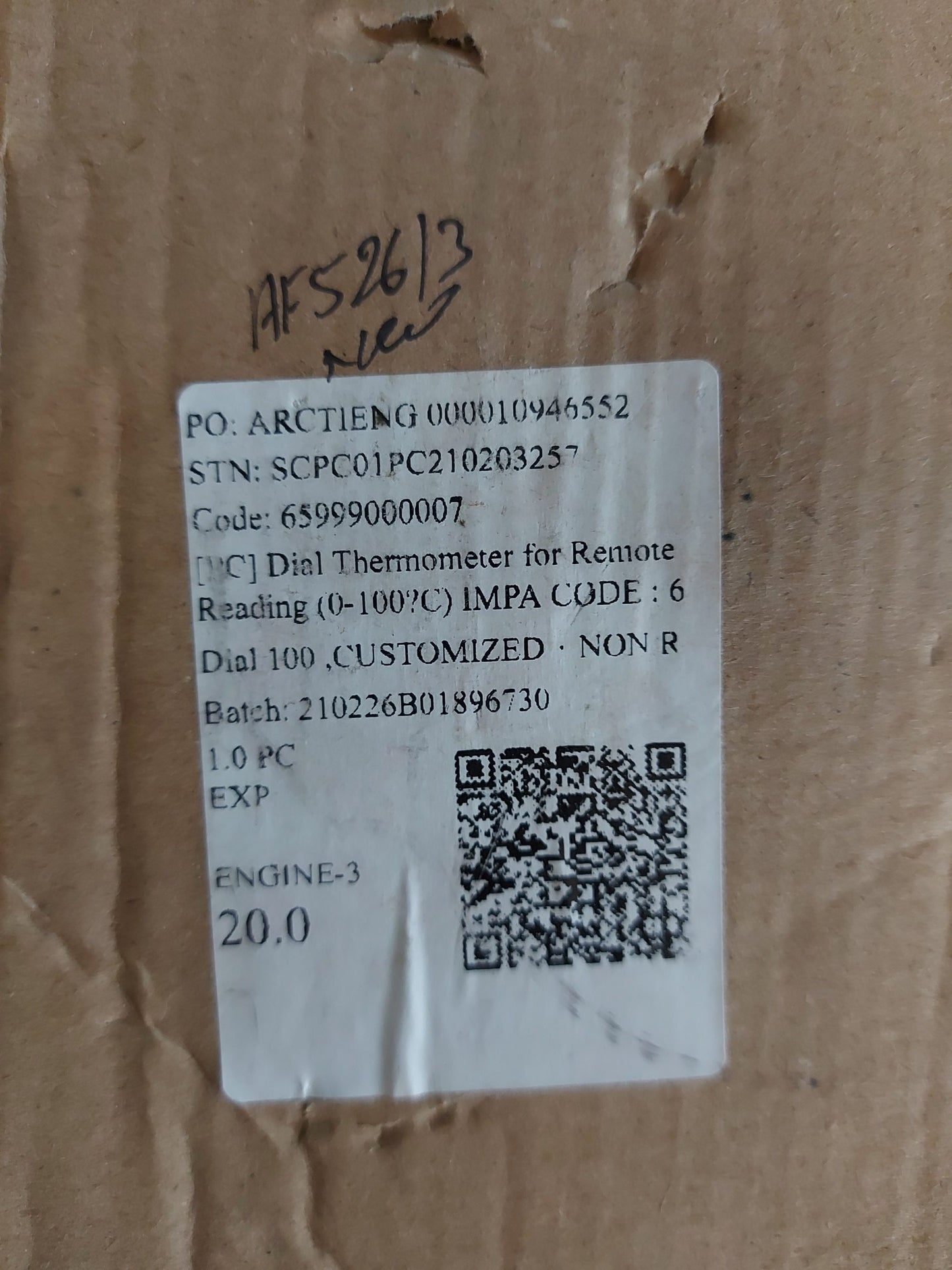 DIAL THERMOMETER FOR REMOTE READING (0-100'C)