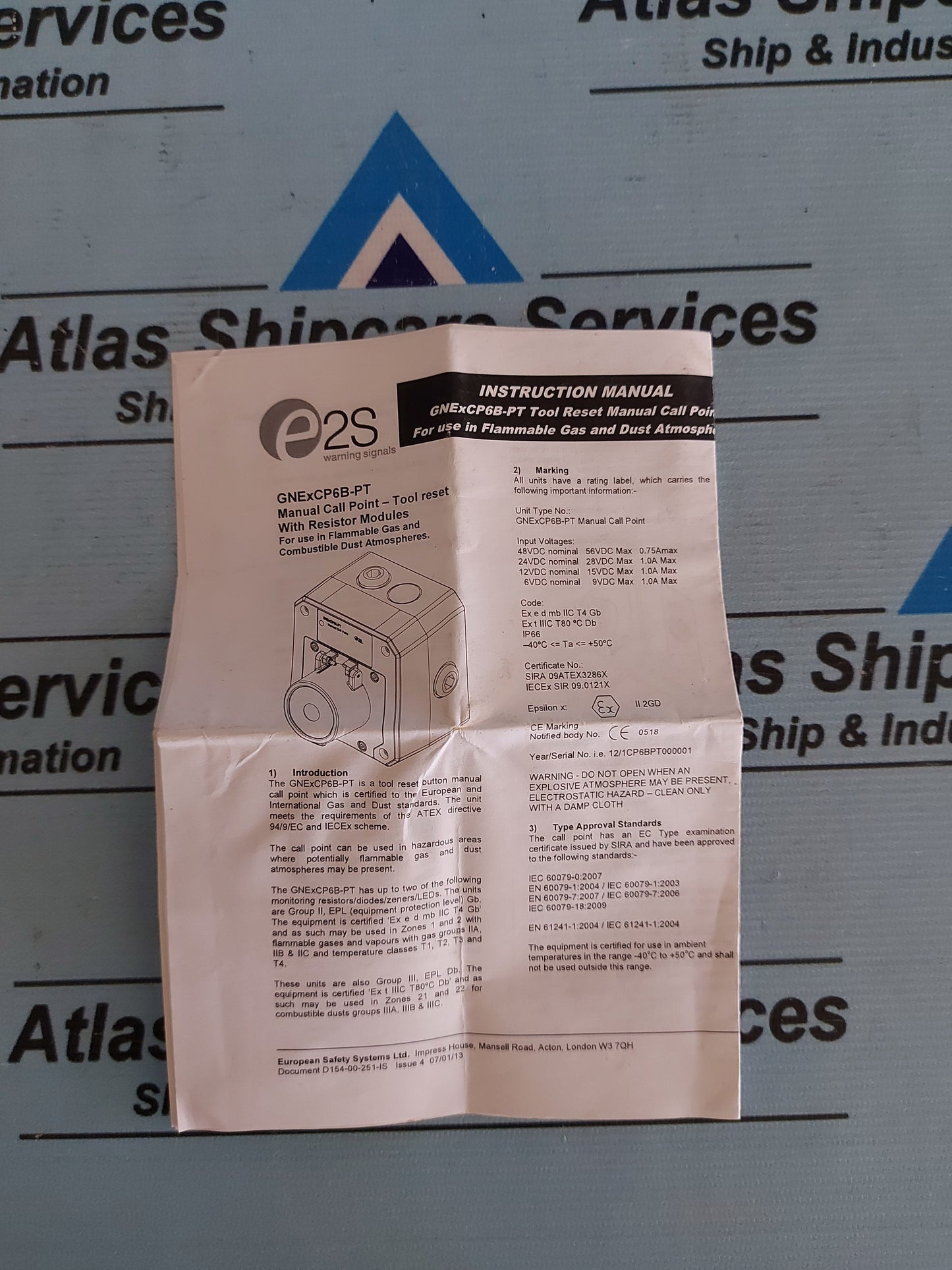 E2S/EUROPEAN SAFETY SYSTEMS GNExCP6B-PT MANUAL CALL POINT