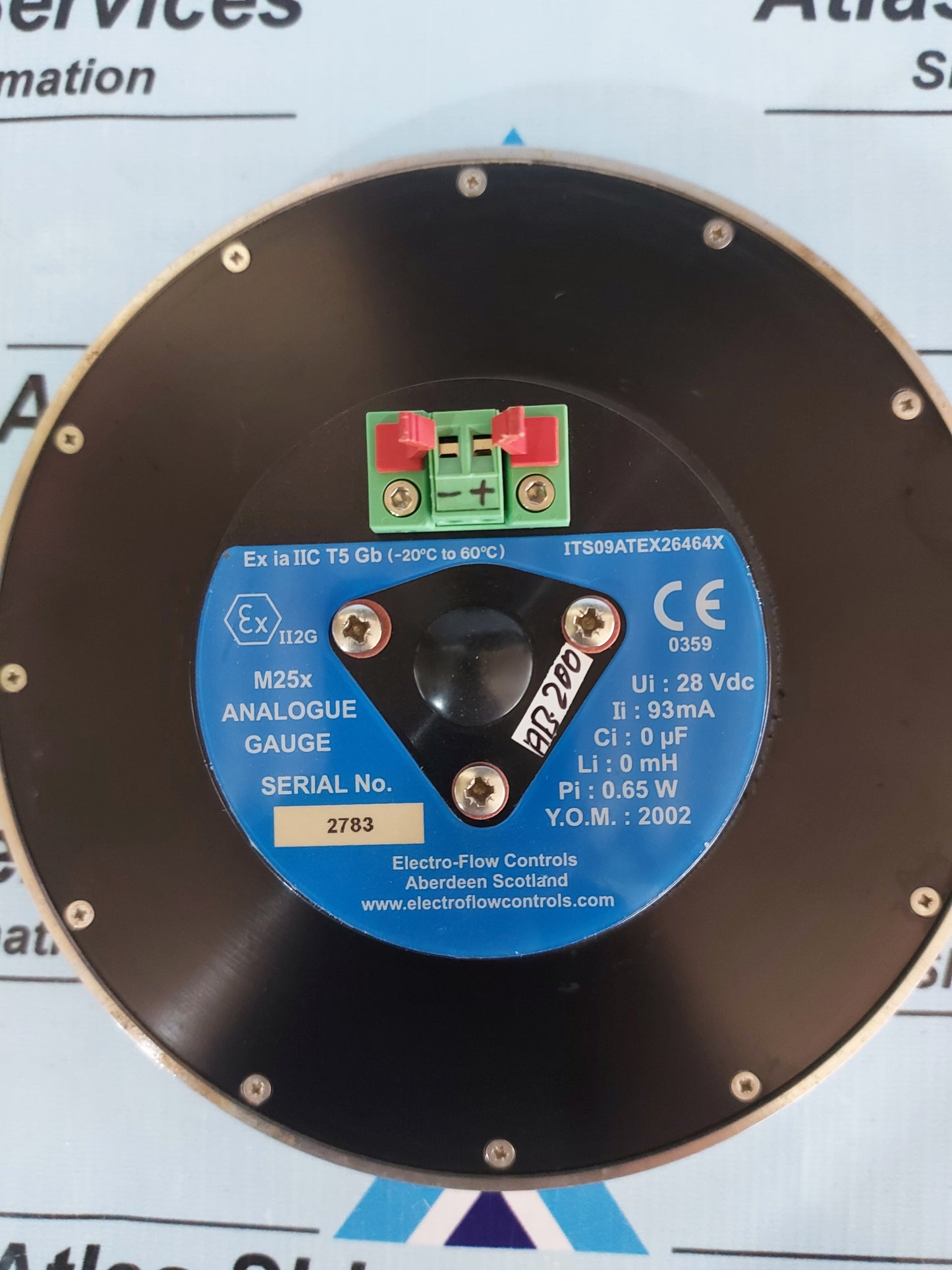 ELECTRO-FLOW CONTROL M25x ANALOGUE GAUGE PSI 0 TO 7500
