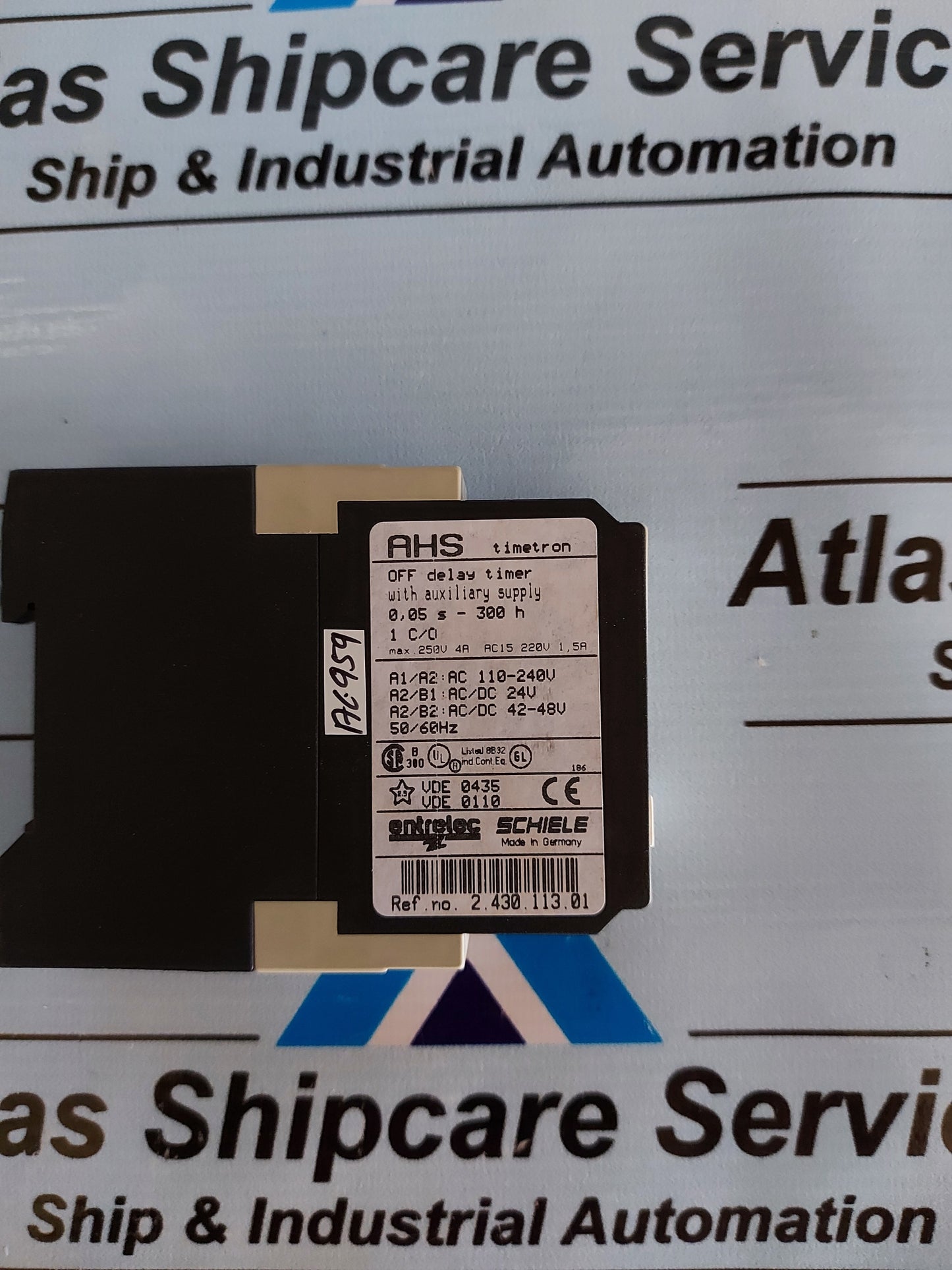 ENTRELEC SCHIELE AHS TIMETRON 2.430.113.01 OFF DELAY TIMER