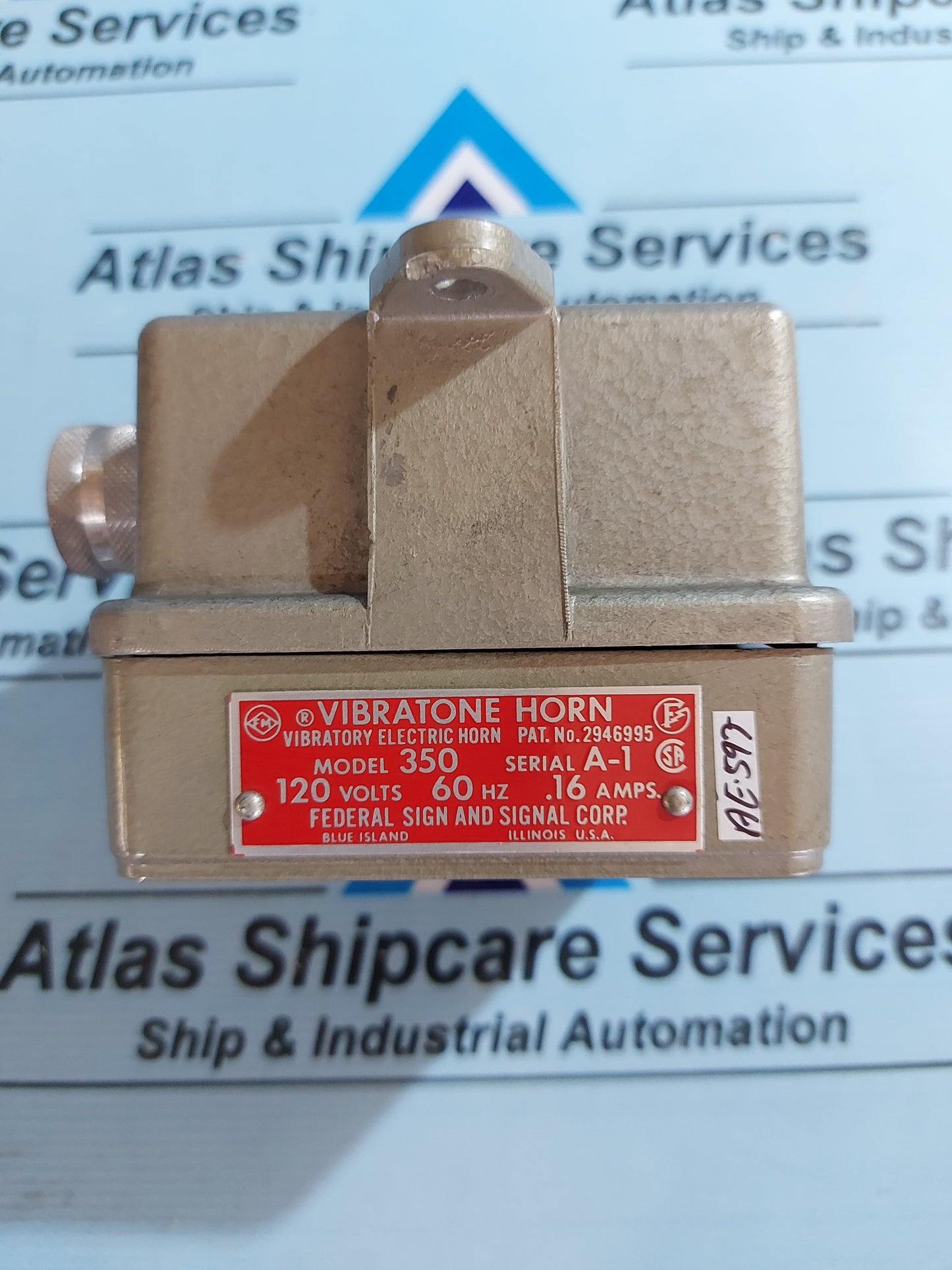 FEDERAL SIGNAL MODEL 350 VIBRATONE HORN 120V 60Hz SERIAL A-1