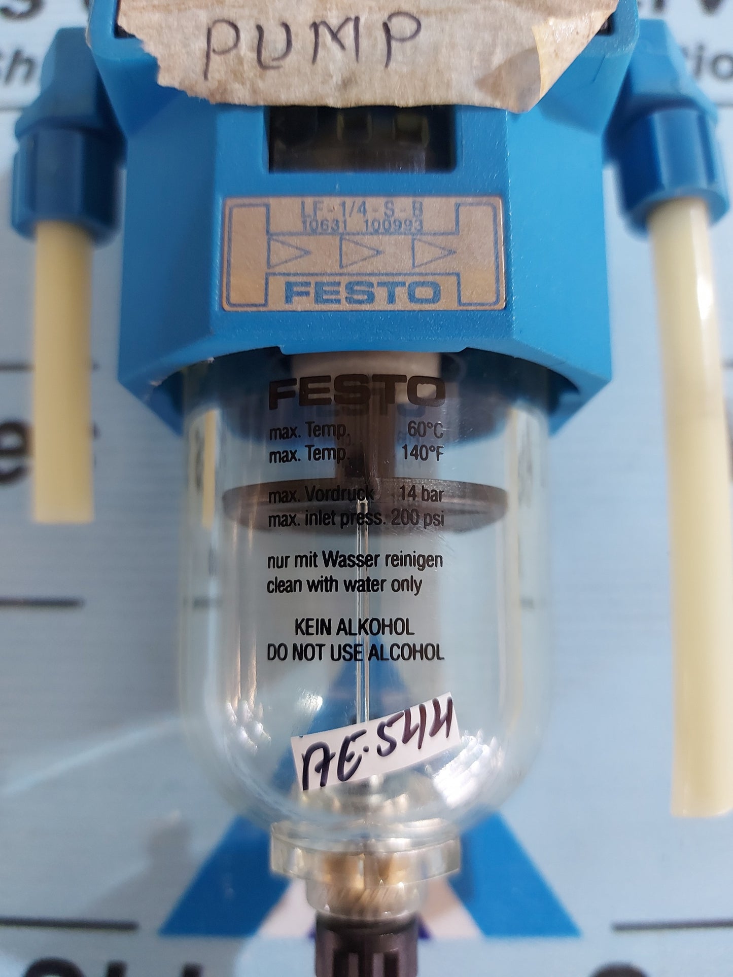 FESTO LF-1/4-S-B PNEUMATIC FILTER 14 BAR 200 PSI