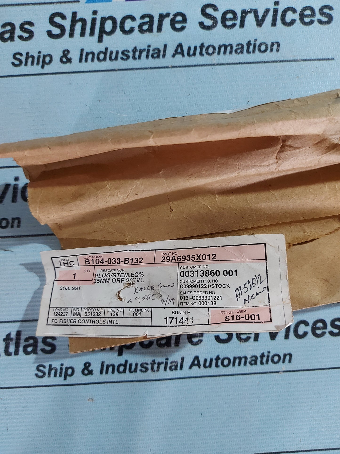 FISHER 29A6935X012 PLUG/STEM ASSEMBLY