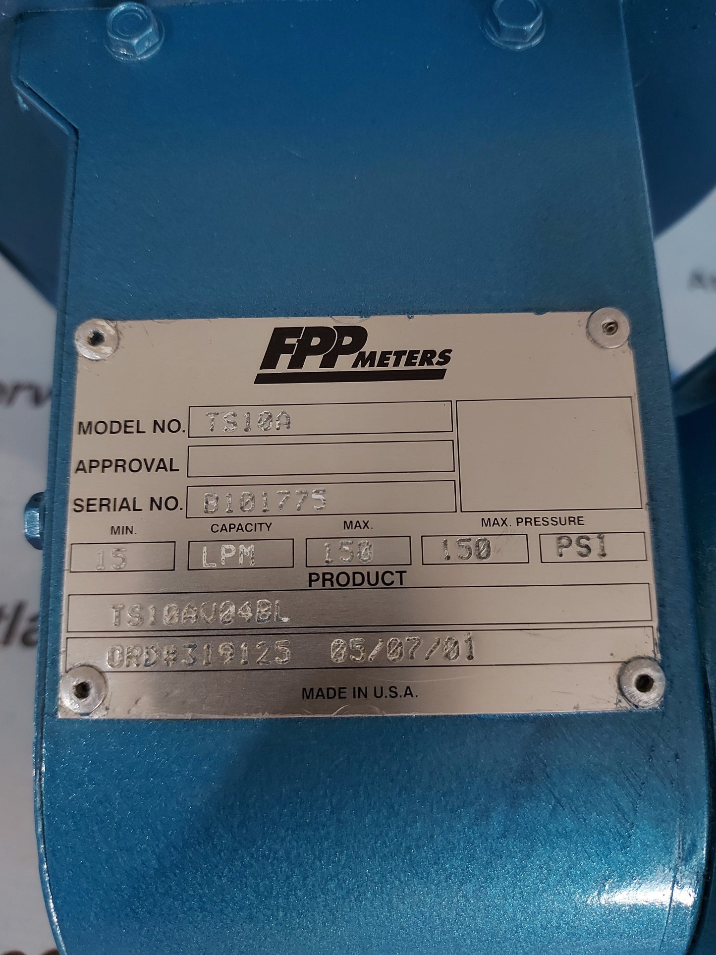 FPP METERS TS10A FLOW METER