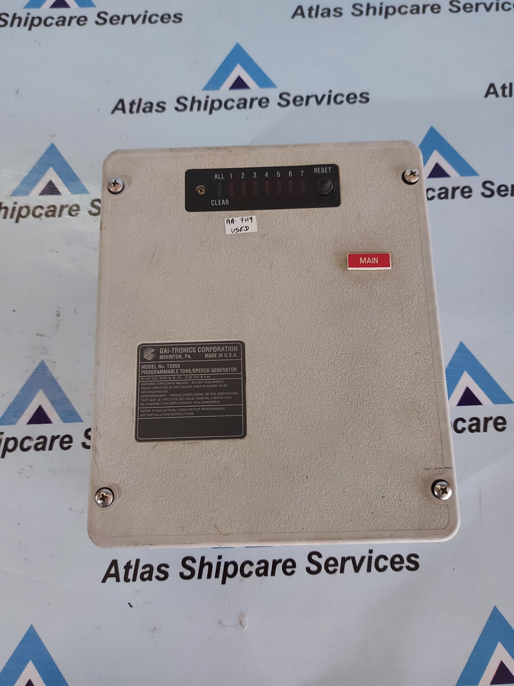 GAI-TRONICS TS959 PROGRAMMABLE TONE/SPEECH GENERATOR – Atlas Shipcare ...