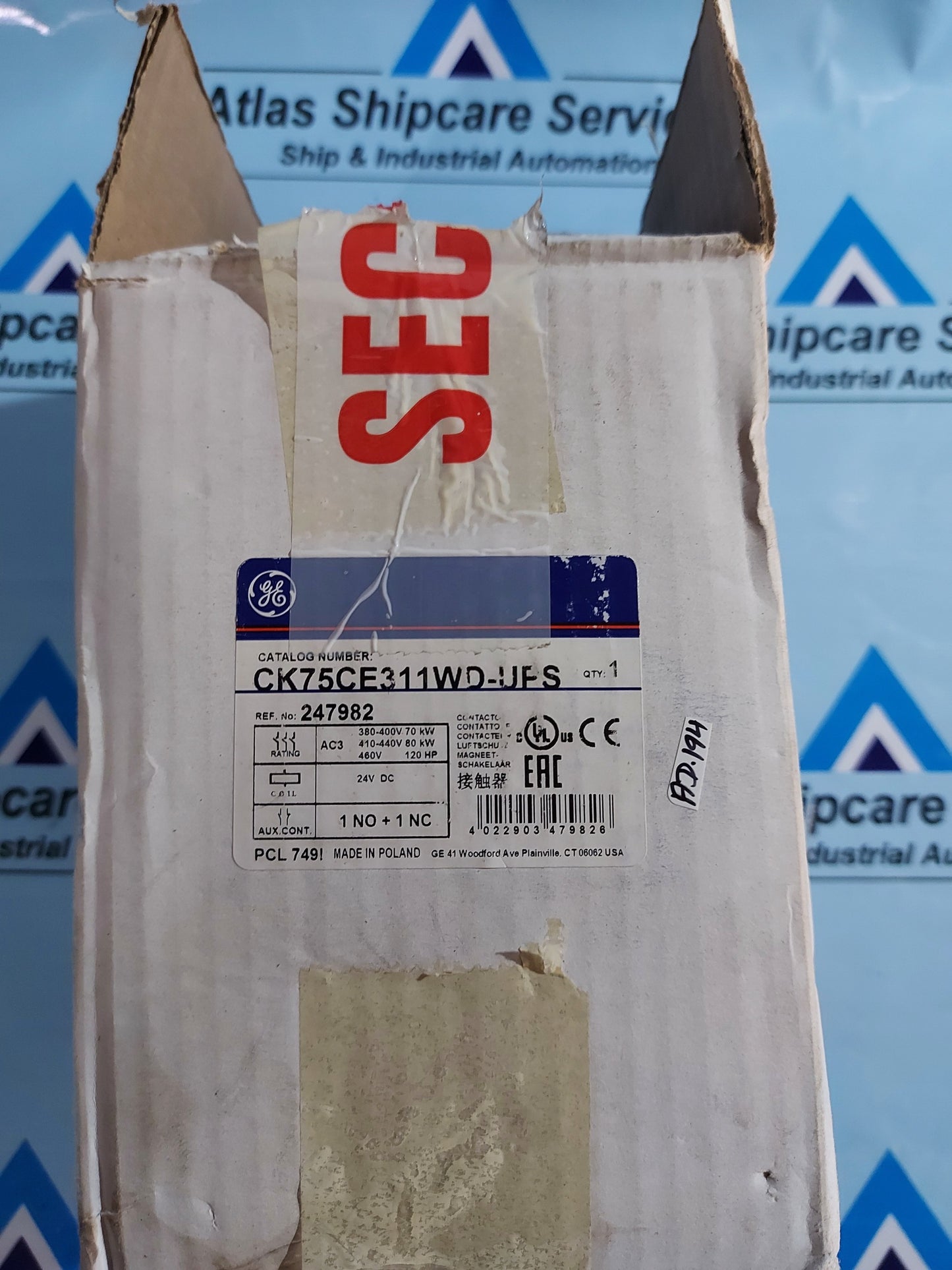 GENERAL ELECTRIC CK75CE311 CONTACTOR PCL749I