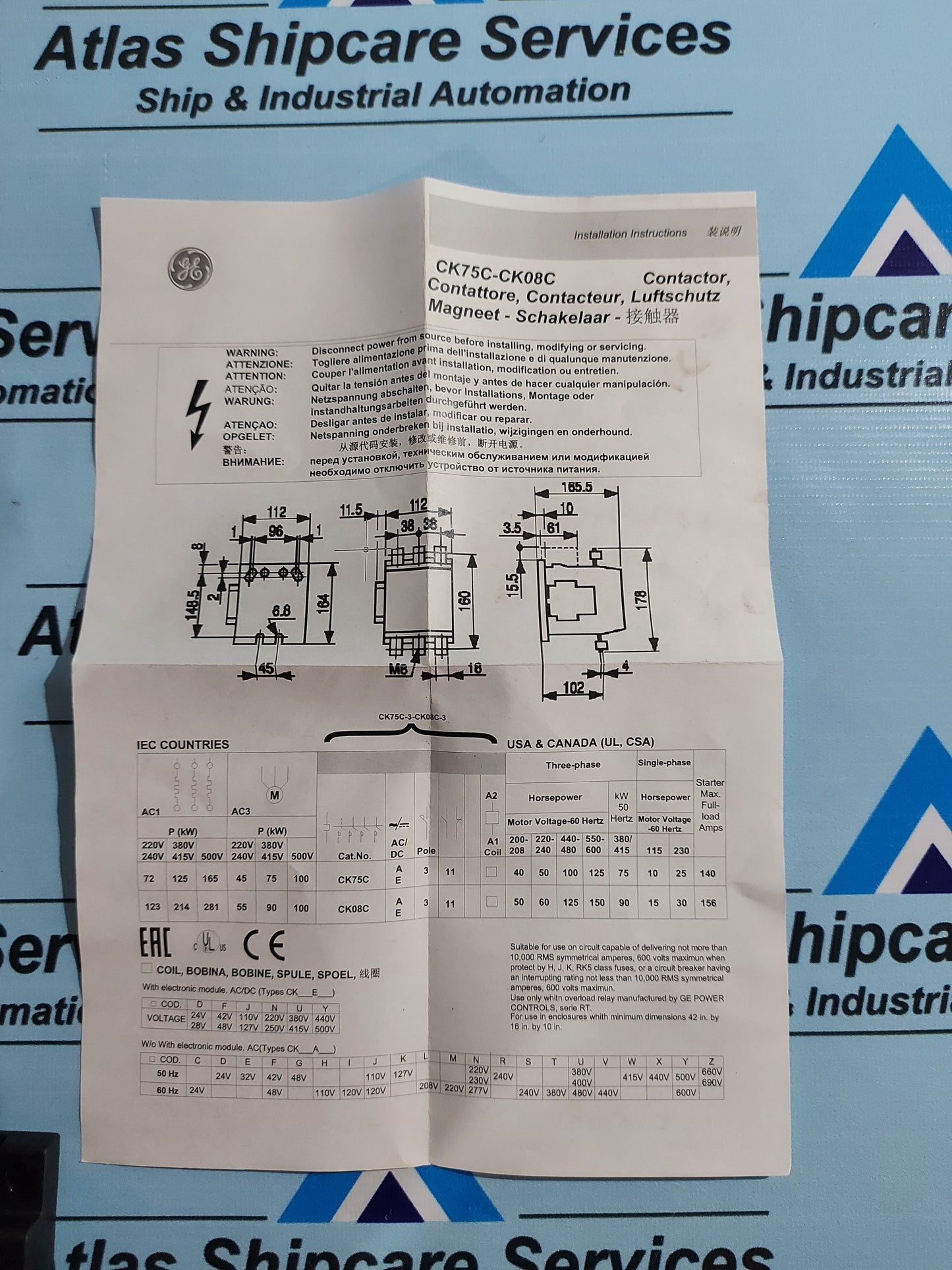 GENERAL ELECTRIC CK75CE311 CONTACTOR PCL749I