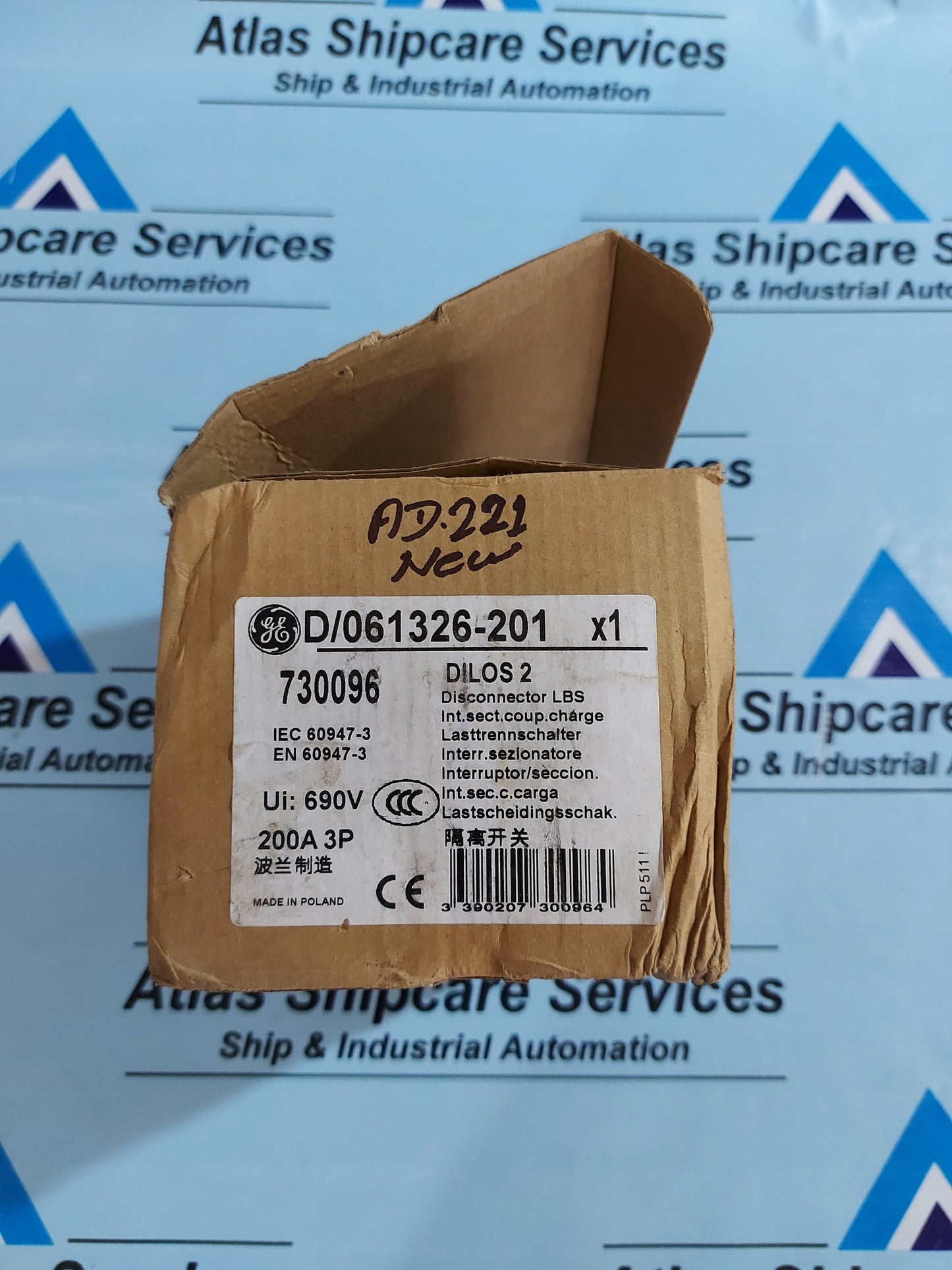 GENERAL ELECTRIC DILOS 2-200 D/061326-201 MODULAR ROTARY SWITCH 3-PHASE 200A