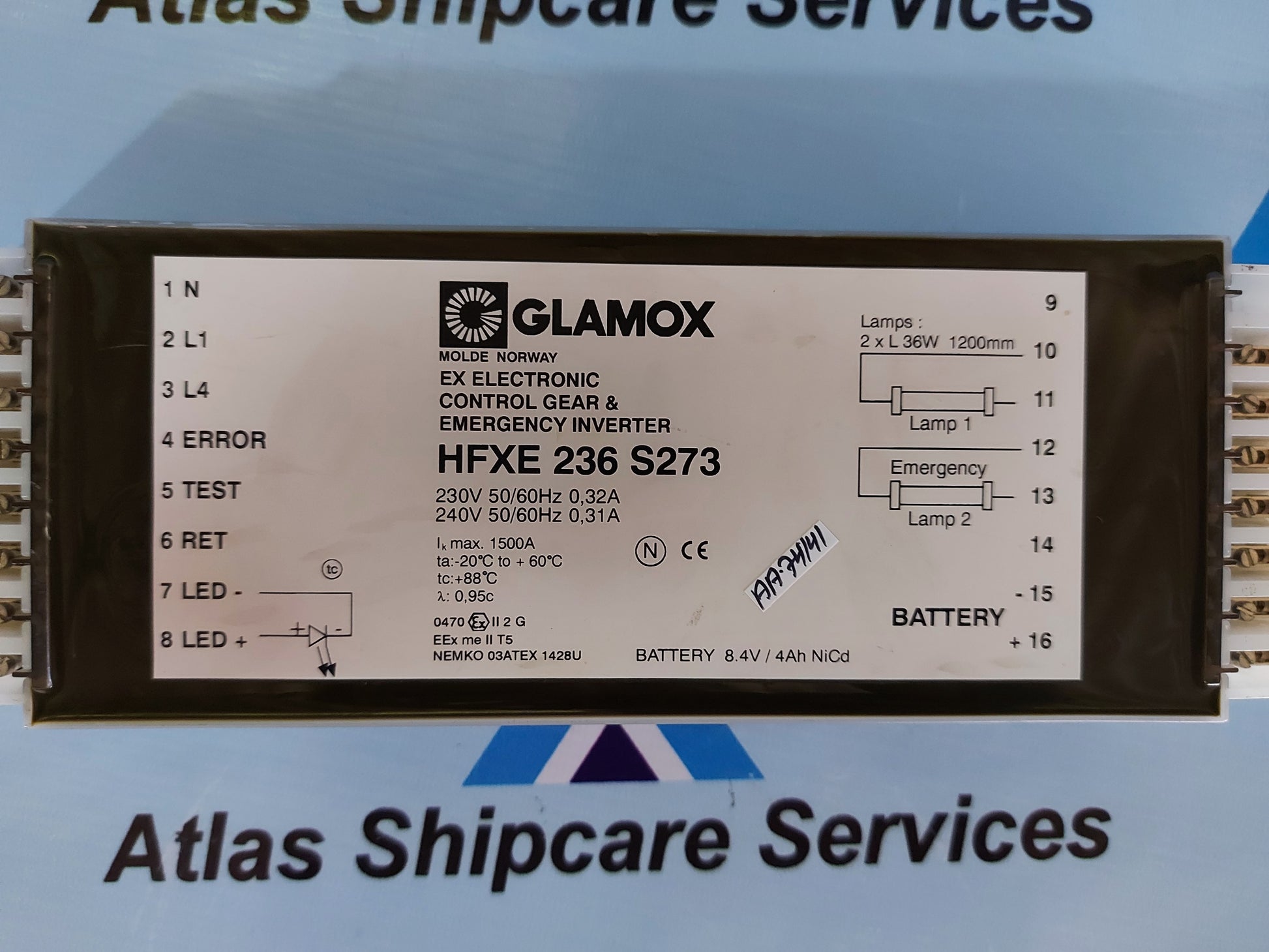 GLAMOX HFXE 236 S273 EX ELECTRONIC CONTROL GEAR &amp; EMERGENCY INVERTER