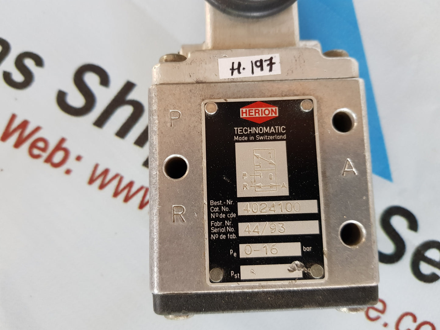 HERION 4024100 VALVE 0-16 BAR H197