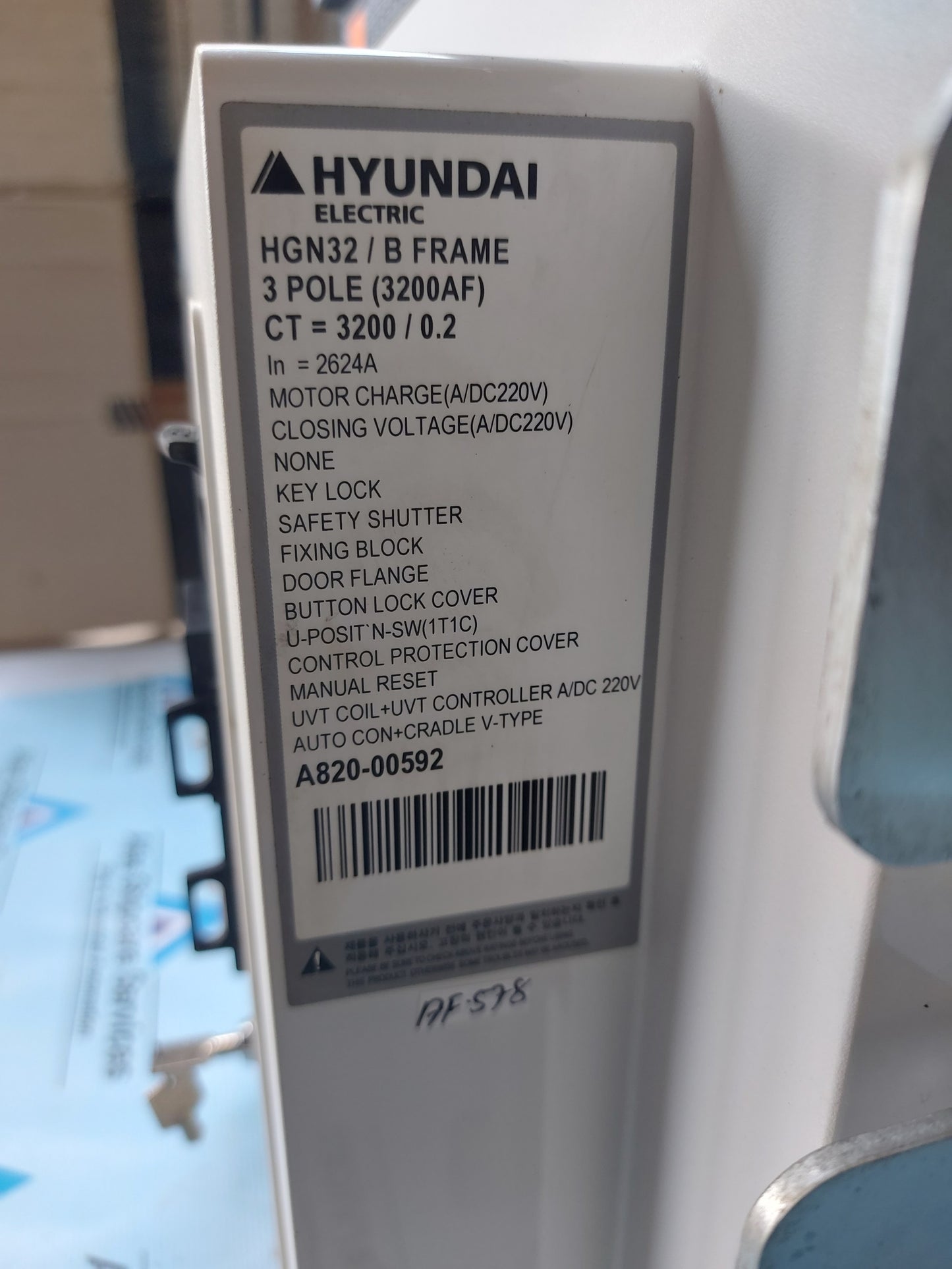 HYUNDAI HGN32B3C M2C2S068P ABAEAFAGAMAQBCBRV2 AIR CIRCUIT BREAKER 3200A
