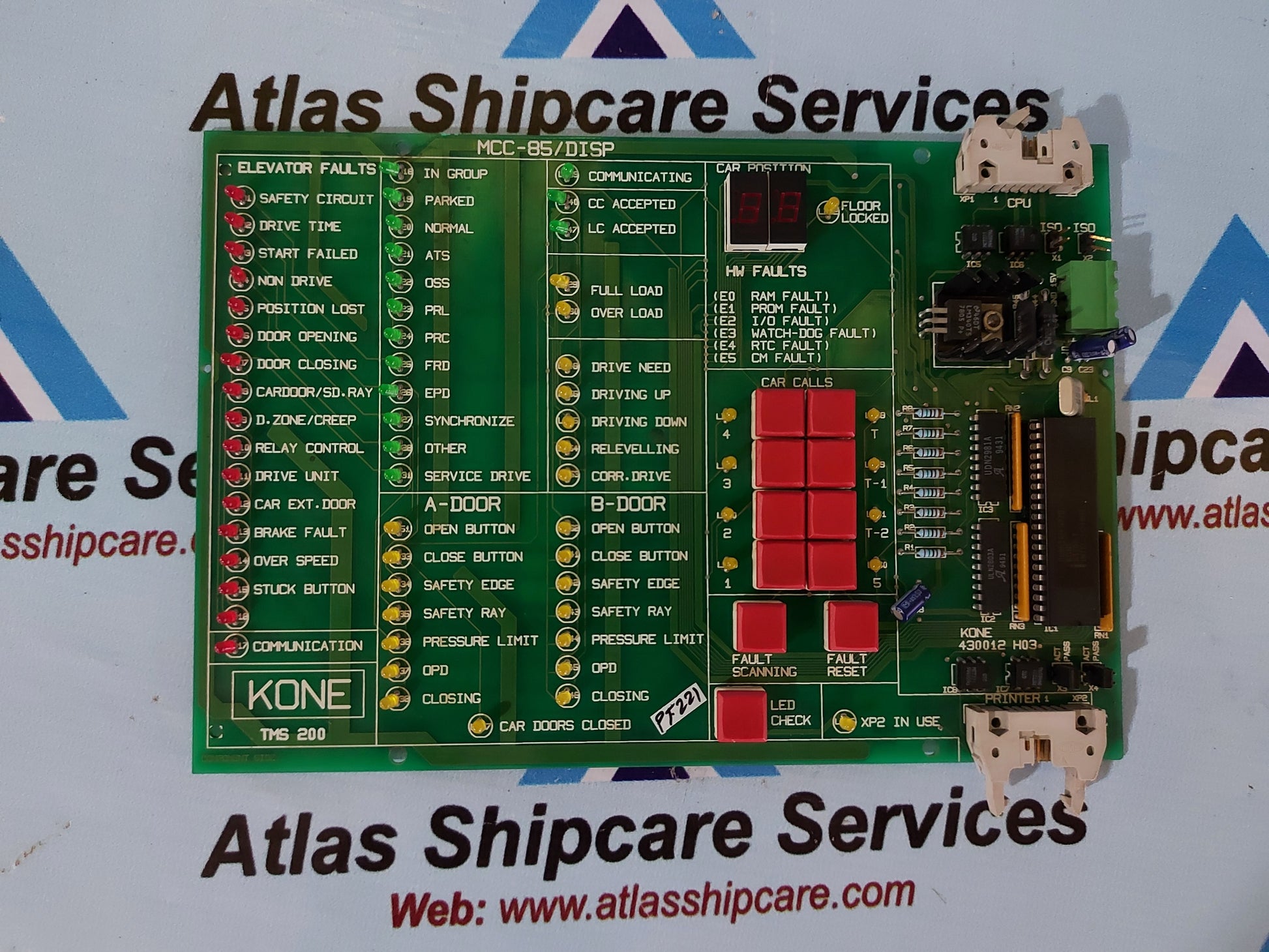 KONE MCC-85/DISP 430012 H03 PC FAULTS BOARD