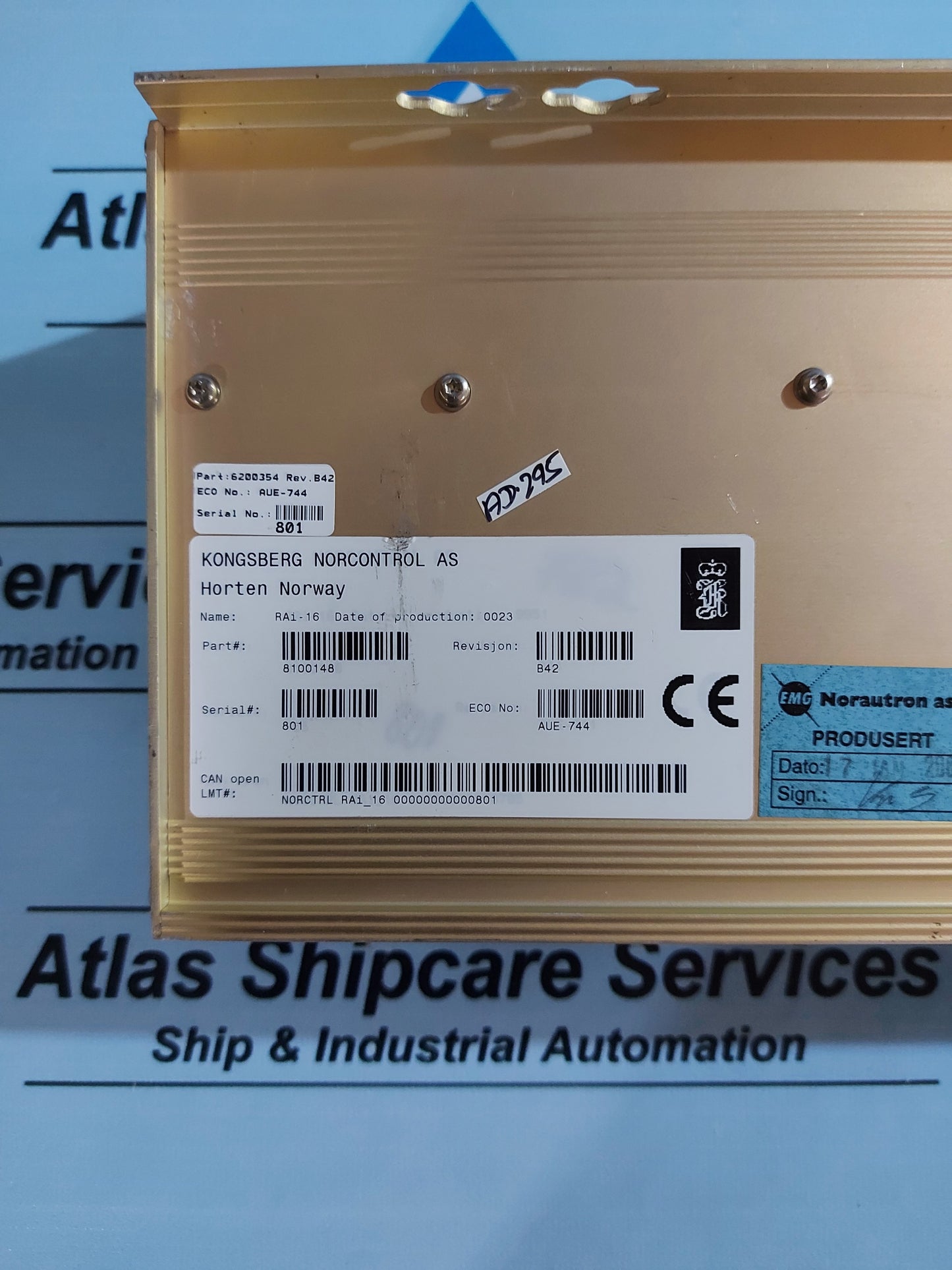 KONGSBERG RAi-16 8100148 REMOTE ANALOG INPUT MODULE REV.B42