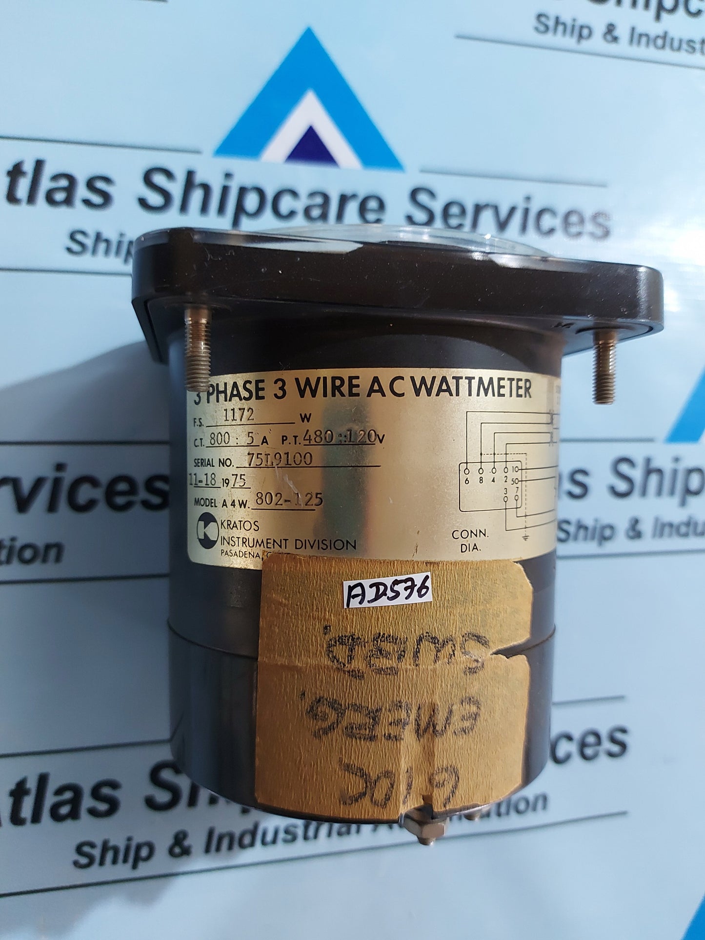 KRATOS A4W.802-125 3 PHASE 3 WIRE AC WATTMETER