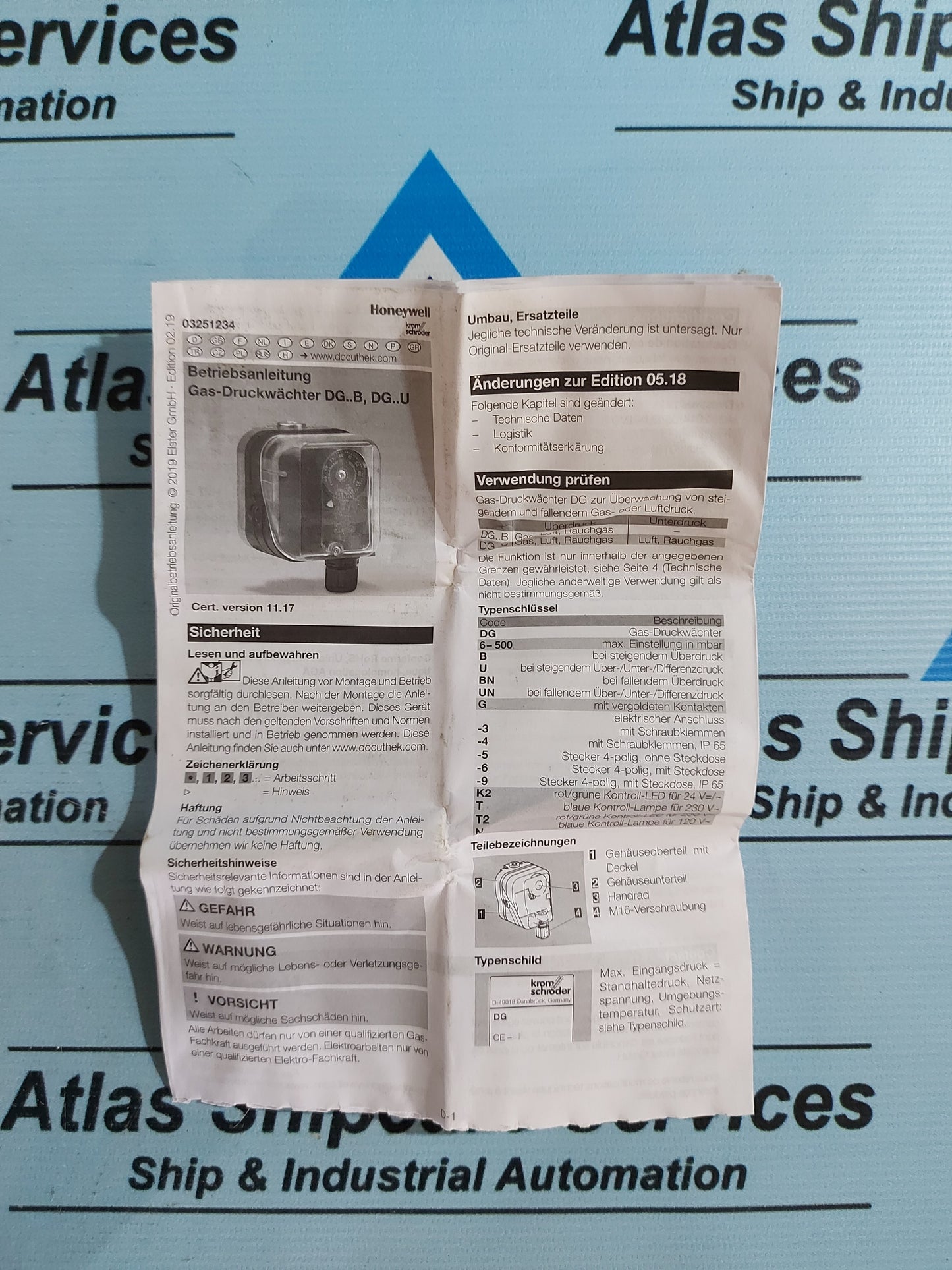 KROMSCHRODER DG 6U-3 84447250 GAS PRESSURE SWITCH
