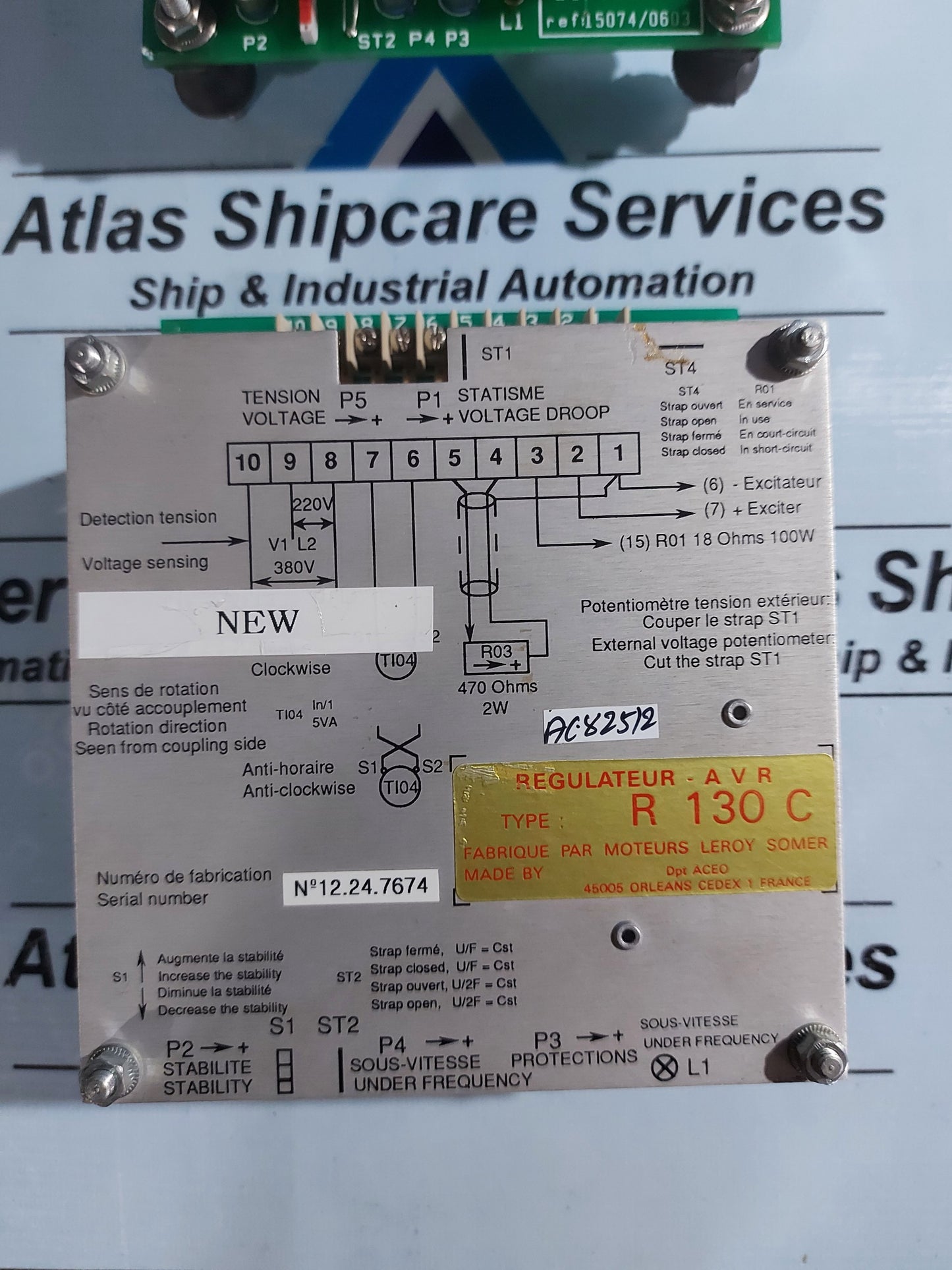 LEROY SOMER AVR R 130 C AUTOMATIC VOLTAGE REGULATOR